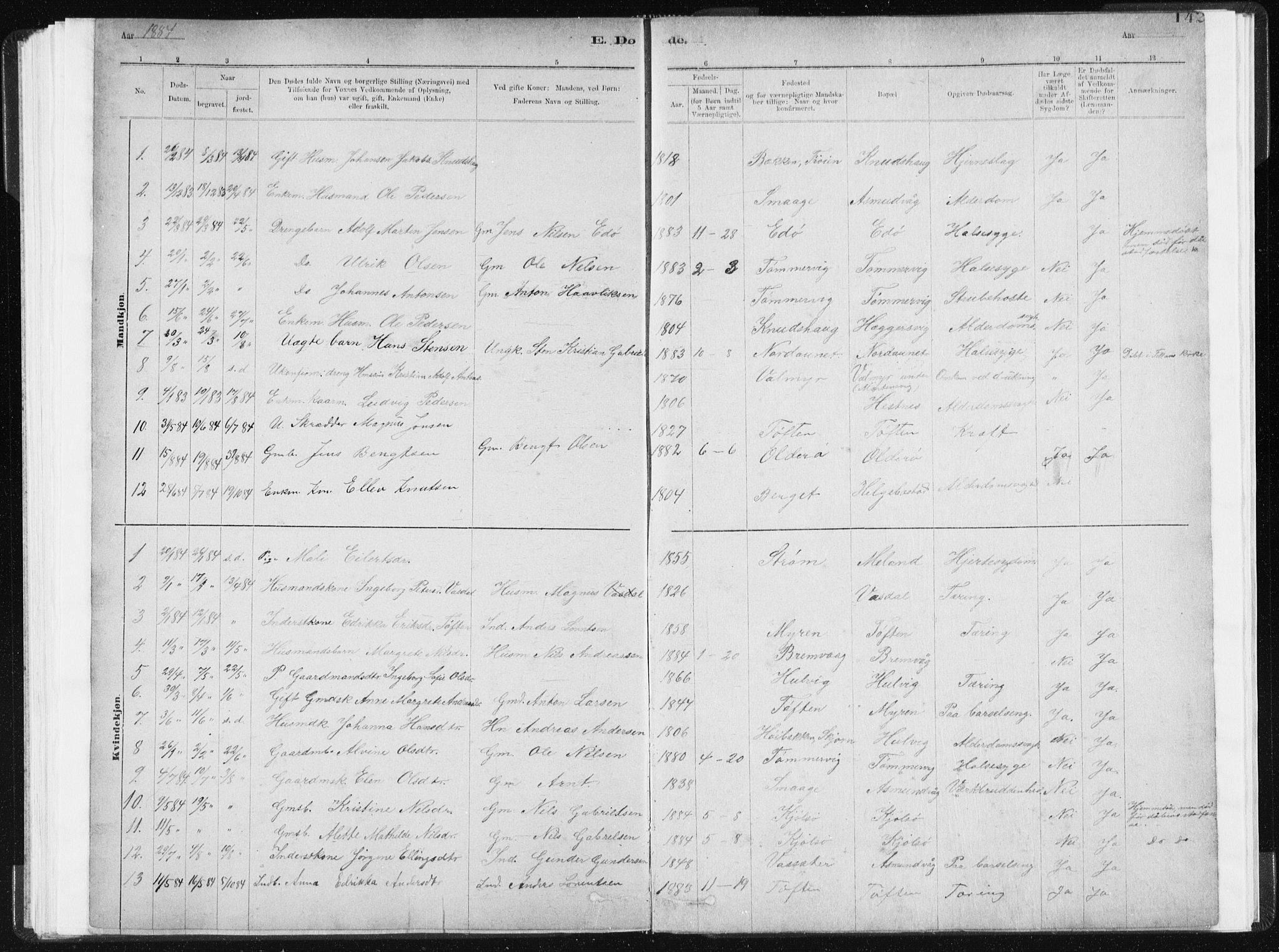 Ministerialprotokoller, klokkerbøker og fødselsregistre - Sør-Trøndelag, AV/SAT-A-1456/634/L0533: Parish register (official) no. 634A09, 1882-1901, p. 142
