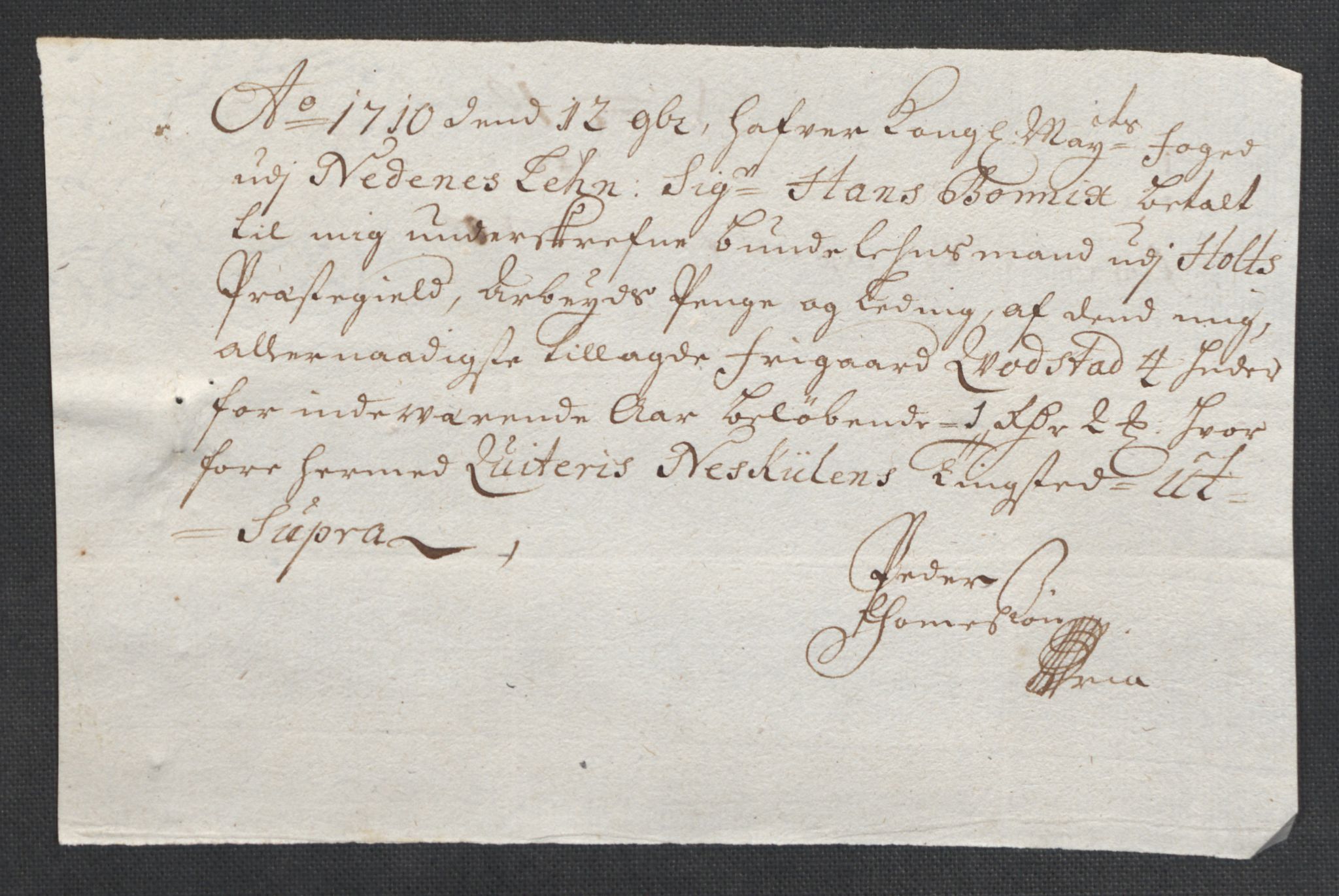 Rentekammeret inntil 1814, Reviderte regnskaper, Fogderegnskap, AV/RA-EA-4092/R39/L2319: Fogderegnskap Nedenes, 1710-1711, p. 75