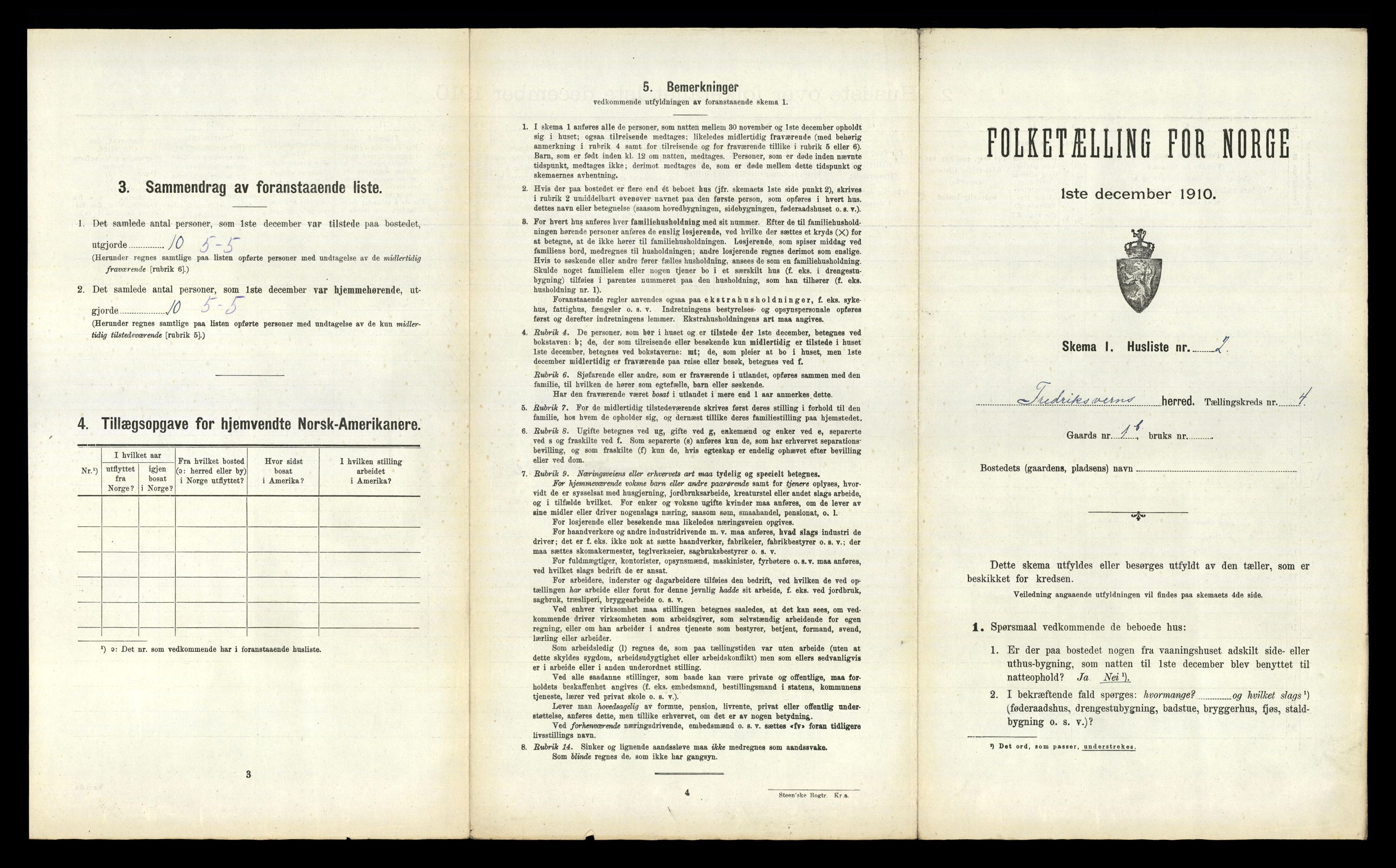 RA, 1910 census for Fredriksvern, 1910, p. 284