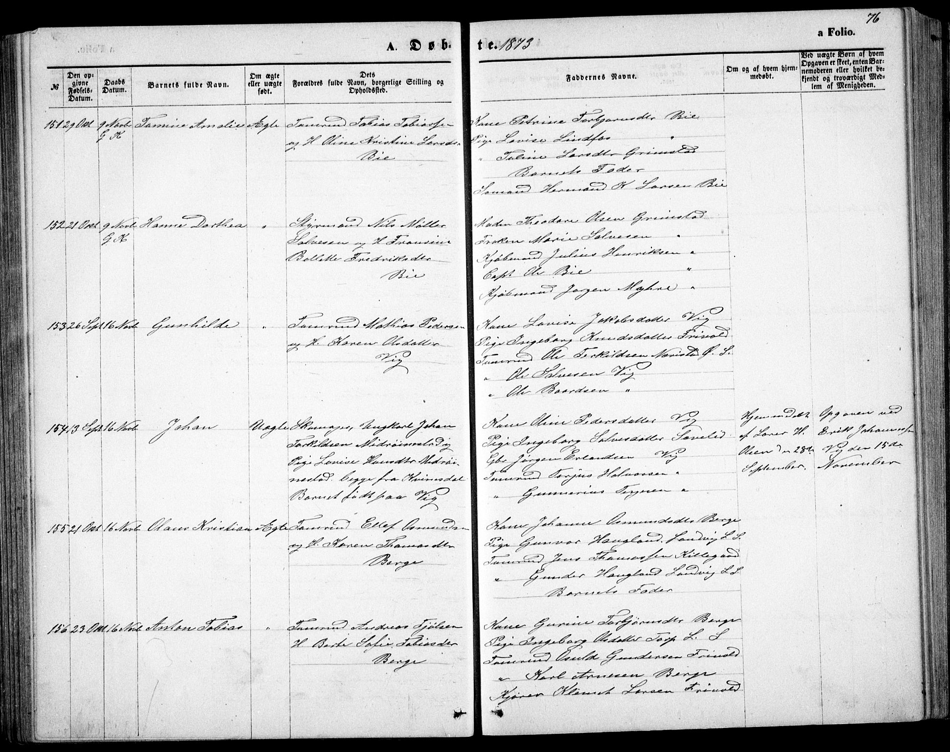 Fjære sokneprestkontor, AV/SAK-1111-0011/F/Fb/L0010: Parish register (copy) no. B 10, 1871-1880, p. 76