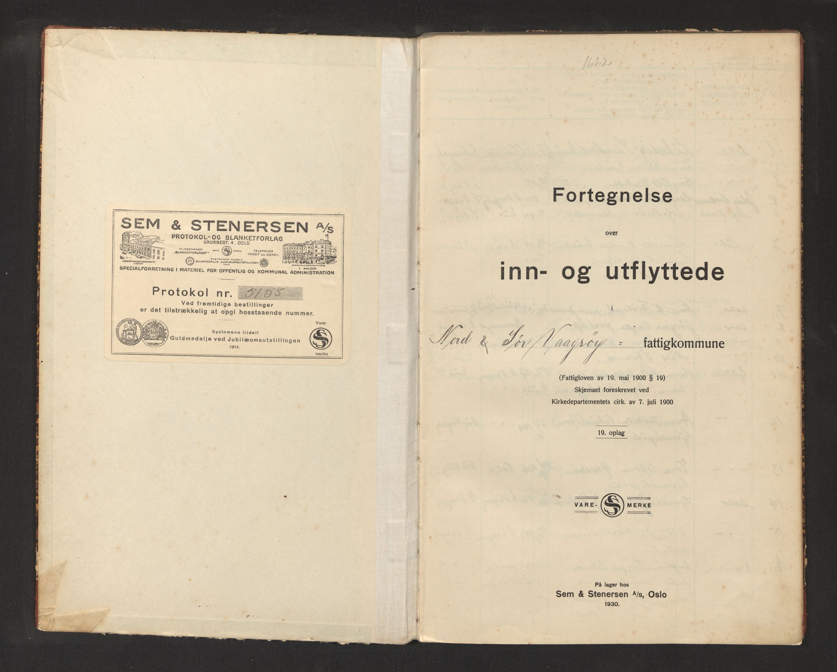 Lensmannen i Vågsøy, AV/SAB-A-30401/0020/L0001: Protokoll over inn- og utflytte, 1930-1943