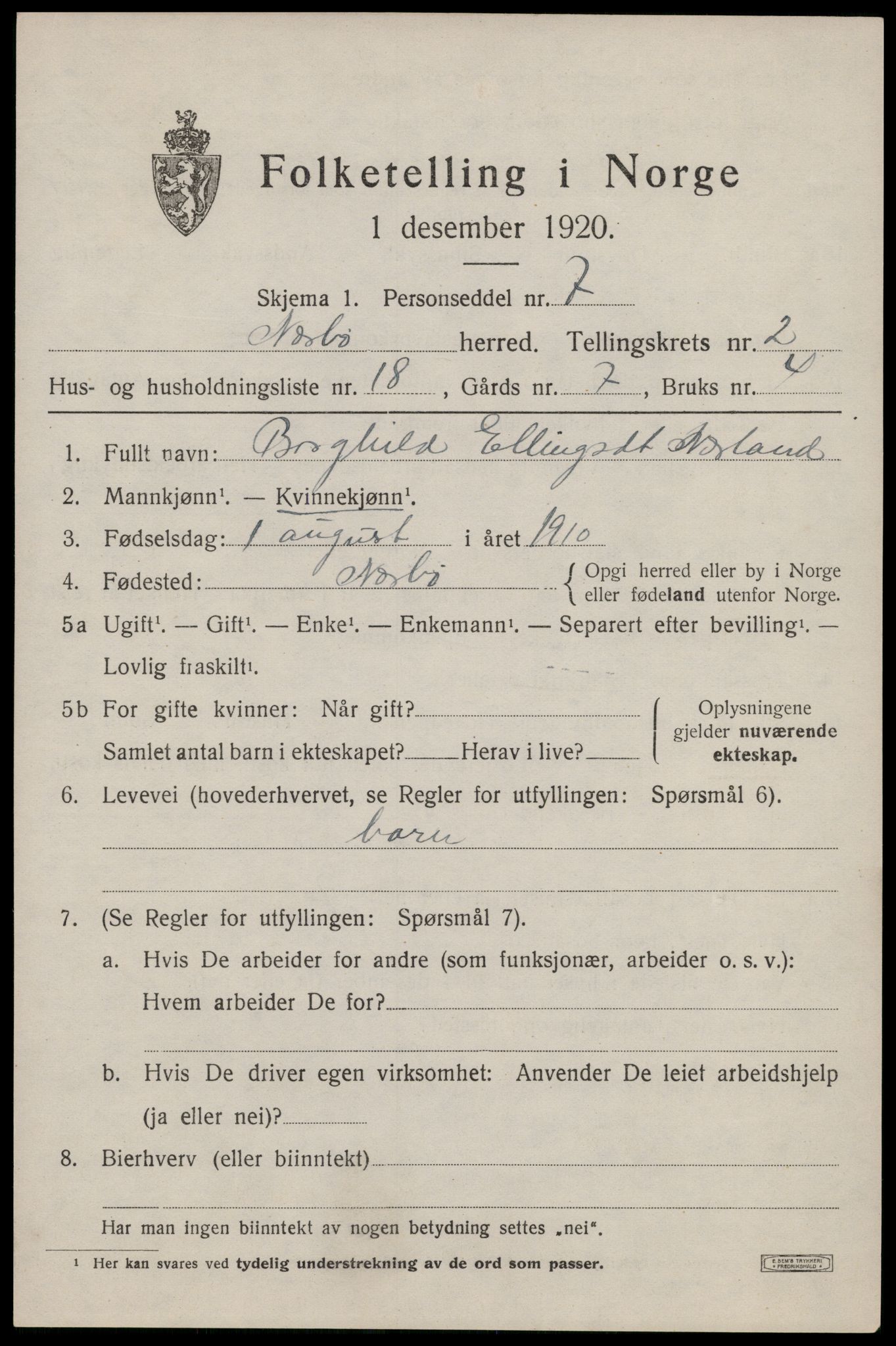 SAST, 1920 census for Nærbø, 1920, p. 1649