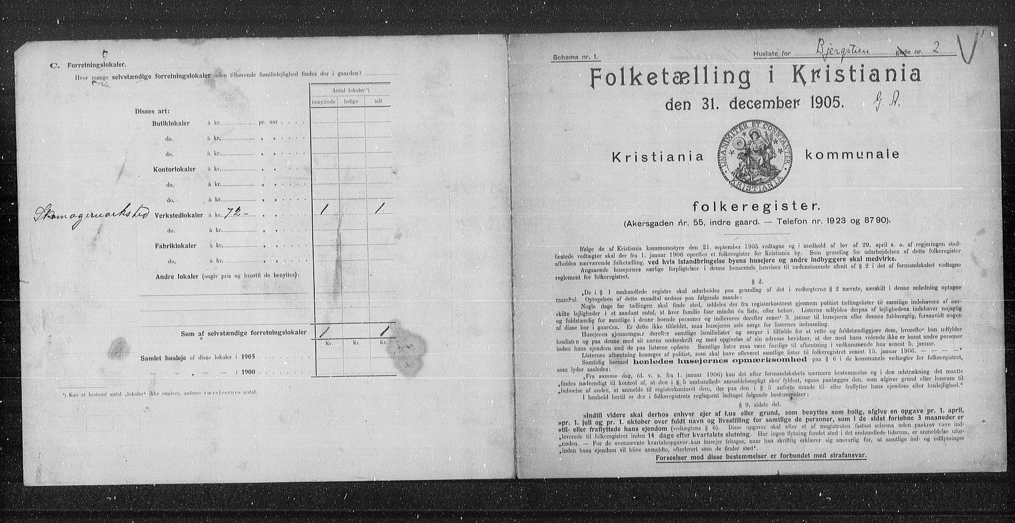 OBA, Municipal Census 1905 for Kristiania, 1905, p. 2635
