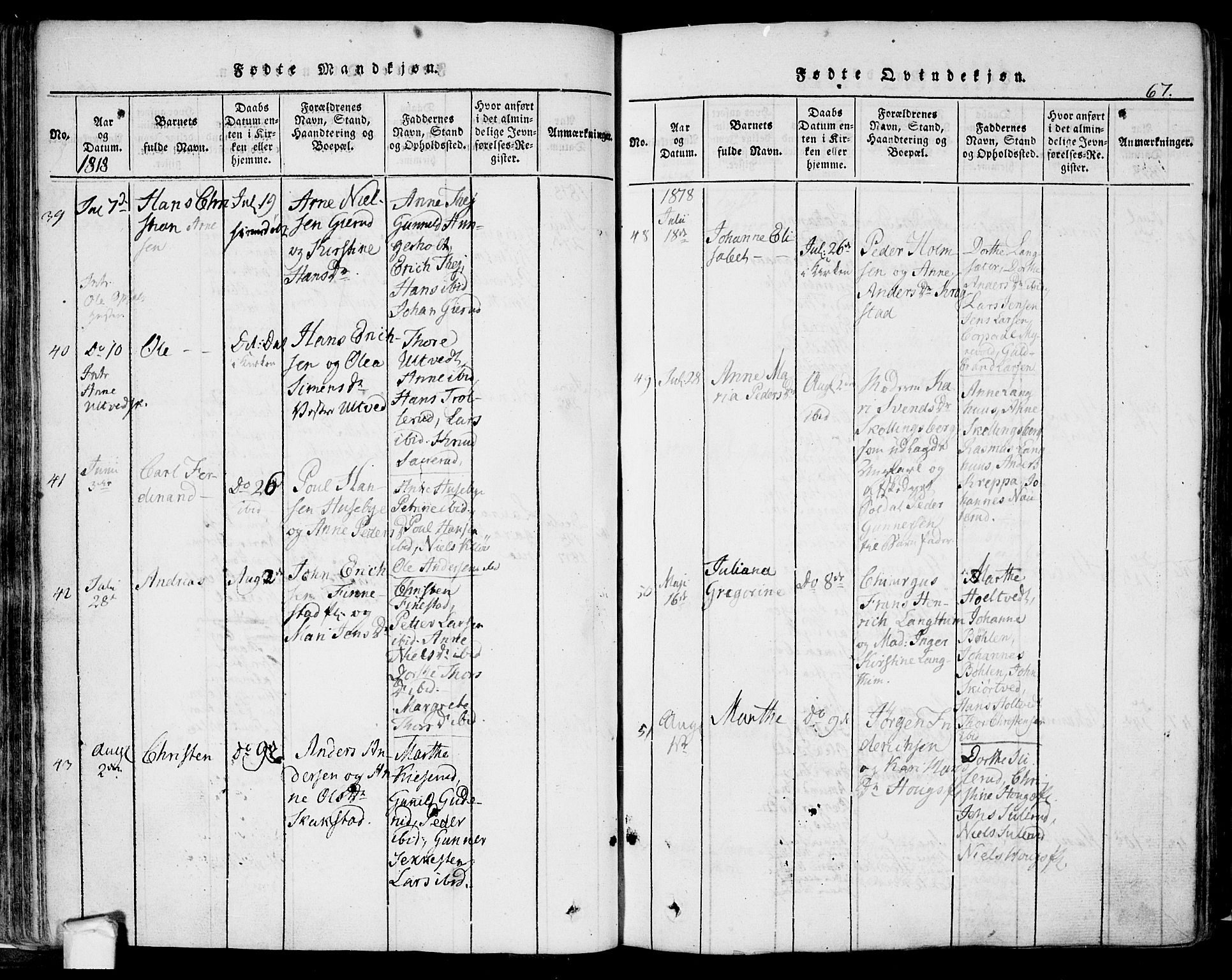 Eidsberg prestekontor Kirkebøker, AV/SAO-A-10905/F/Fa/L0007: Parish register (official) no. I 7, 1814-1832, p. 67