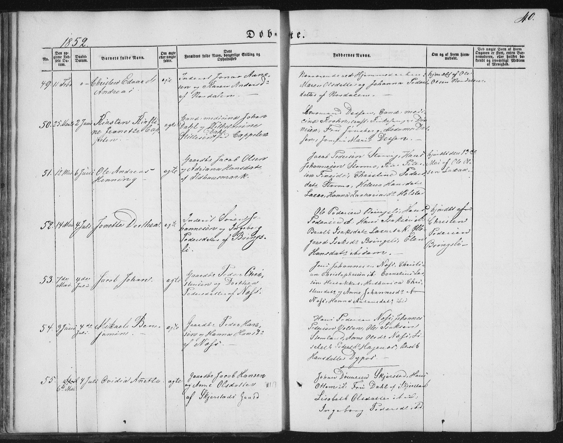 Ministerialprotokoller, klokkerbøker og fødselsregistre - Nordland, SAT/A-1459/852/L0738: Parish register (official) no. 852A08, 1849-1865, p. 40