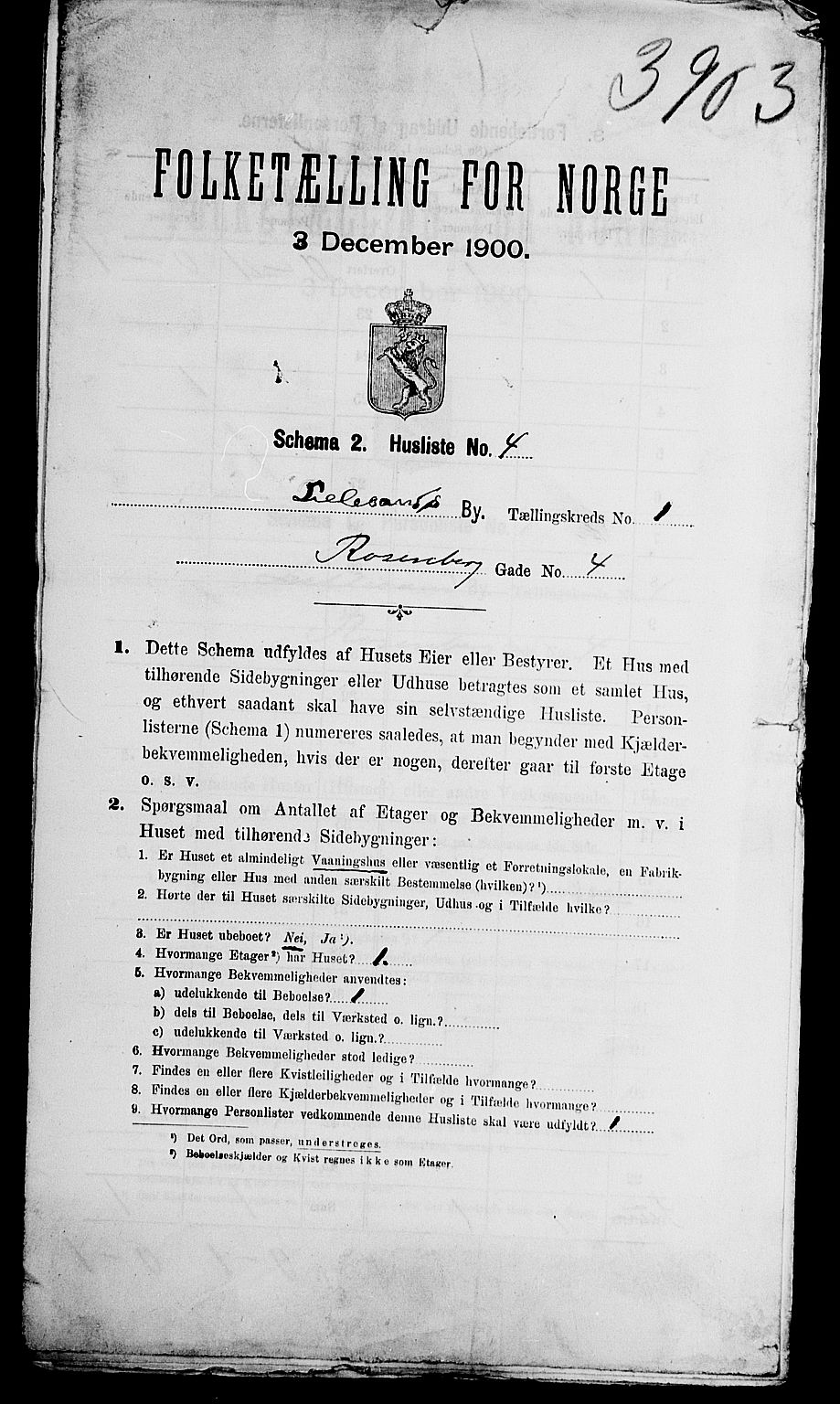 SAK, 1900 census for Lillesand, 1900, p. 20