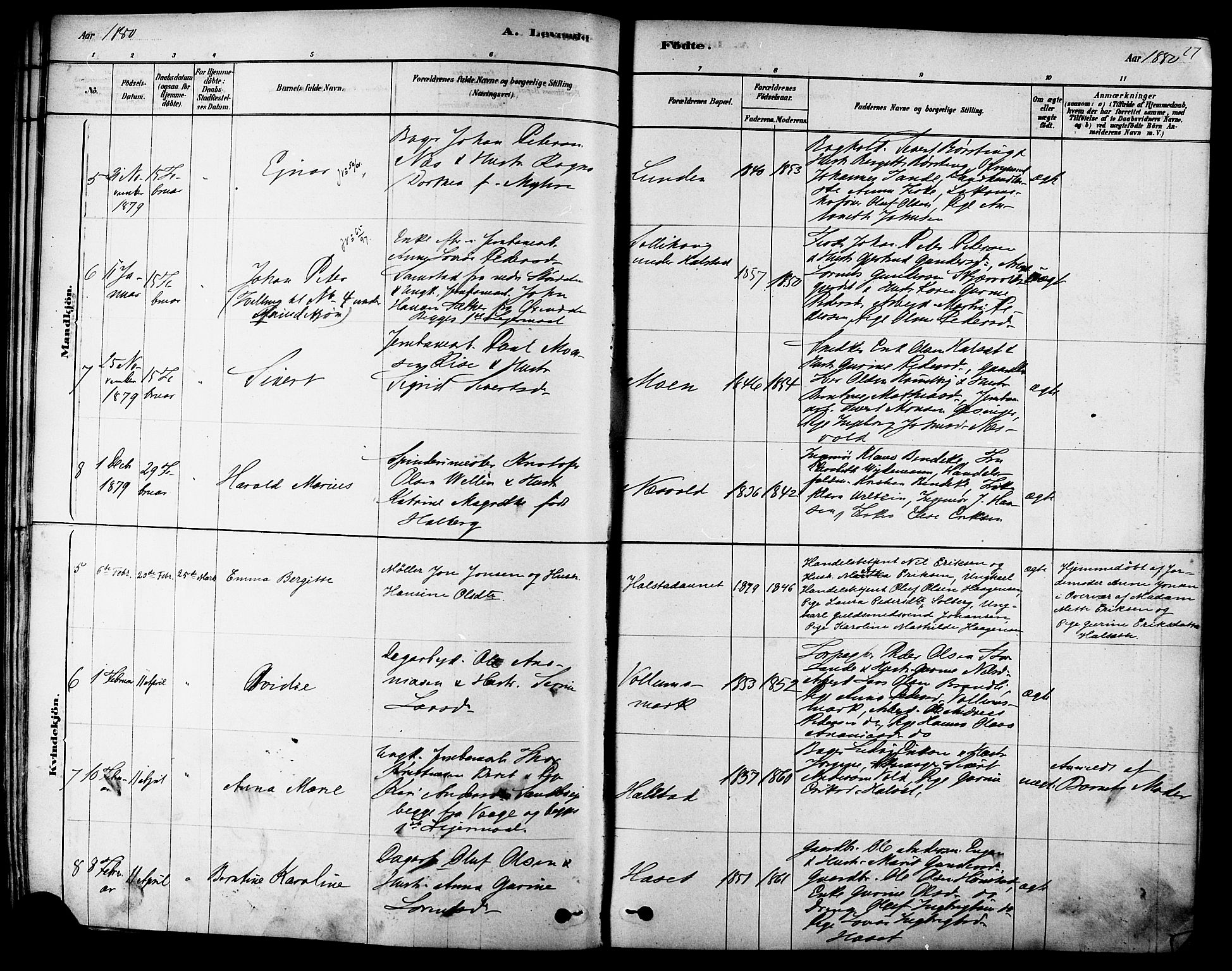 Ministerialprotokoller, klokkerbøker og fødselsregistre - Sør-Trøndelag, SAT/A-1456/616/L0410: Parish register (official) no. 616A07, 1878-1893, p. 27