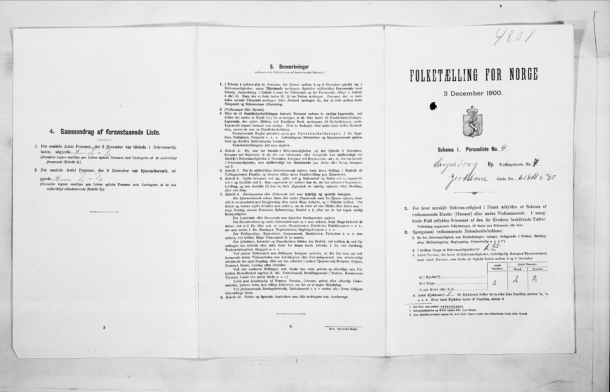 SAO, 1900 census for Sarpsborg, 1900