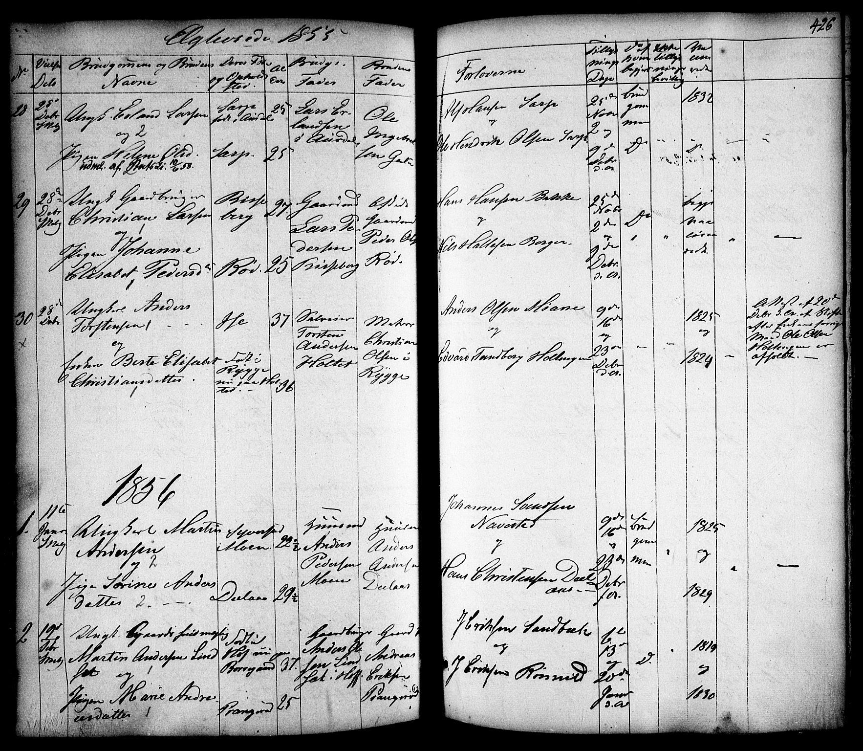 Skjeberg prestekontor Kirkebøker, SAO/A-10923/F/Fa/L0006: Parish register (official) no. I 6, 1846-1858, p. 426