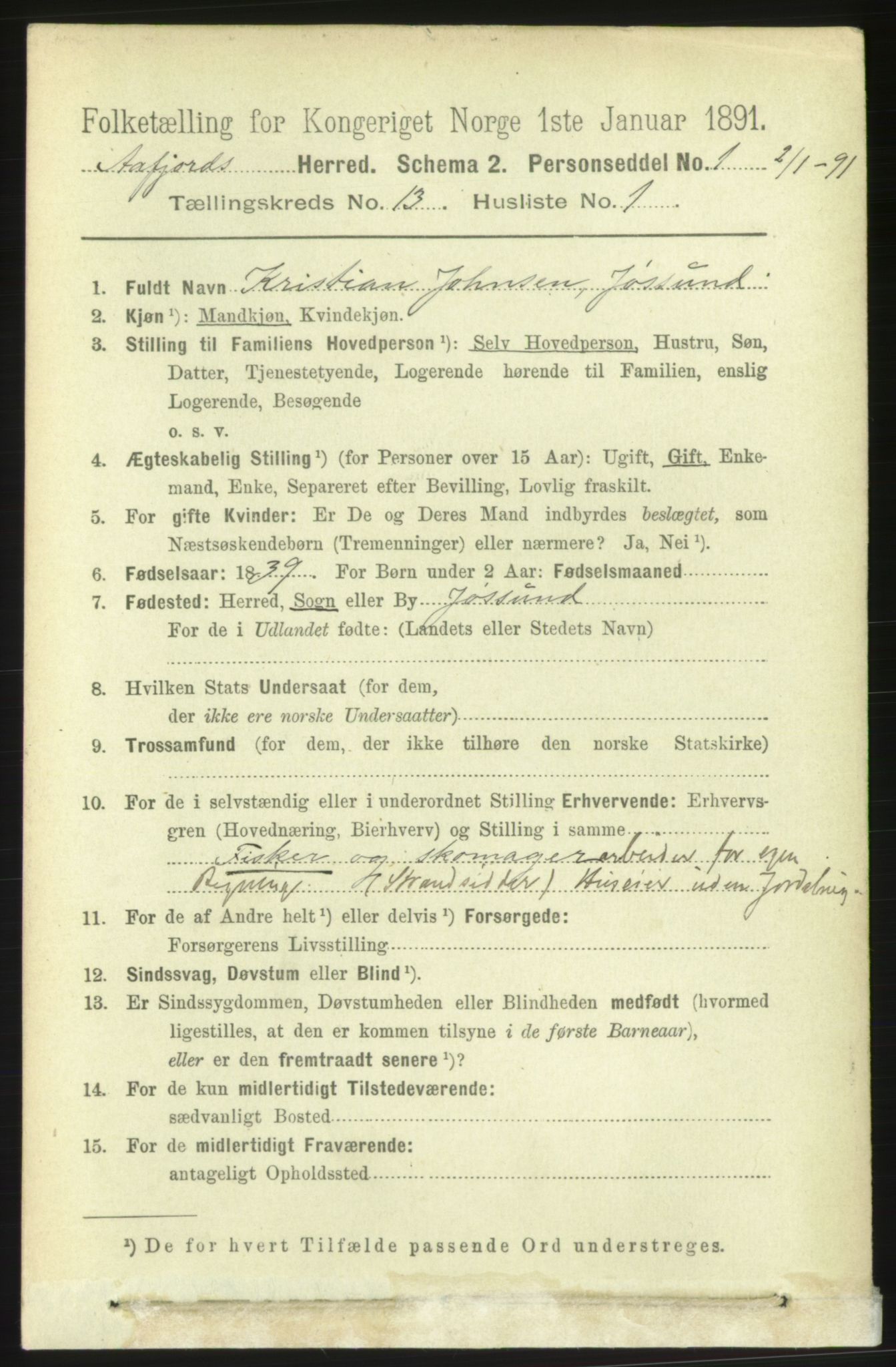 RA, 1891 census for 1630 Åfjord, 1891, p. 4170