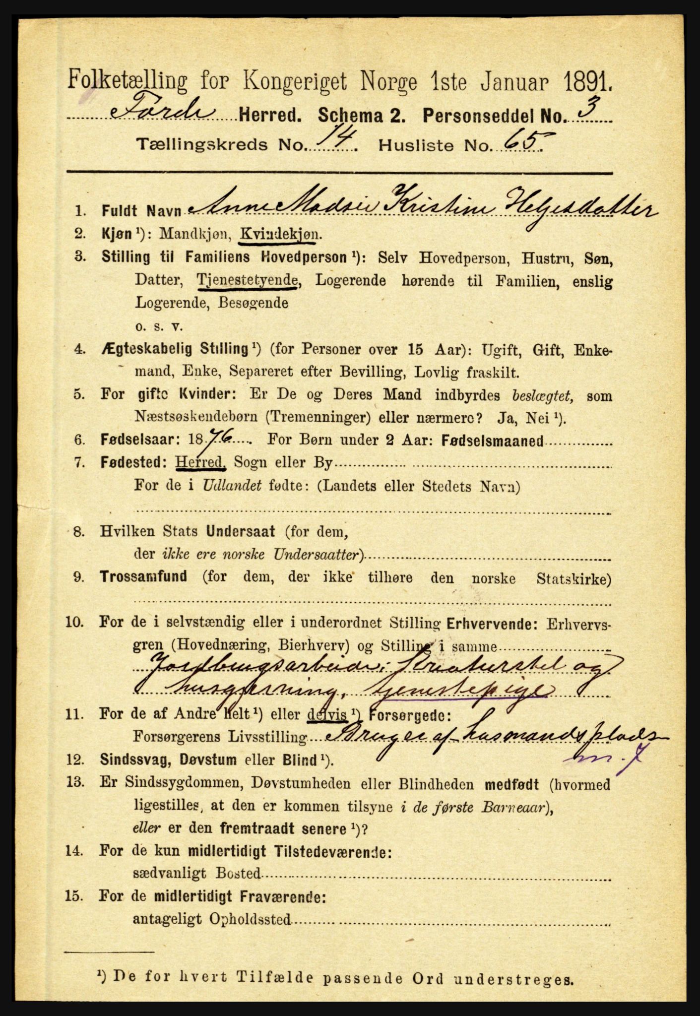 RA, 1891 census for 1432 Førde, 1891, p. 5504