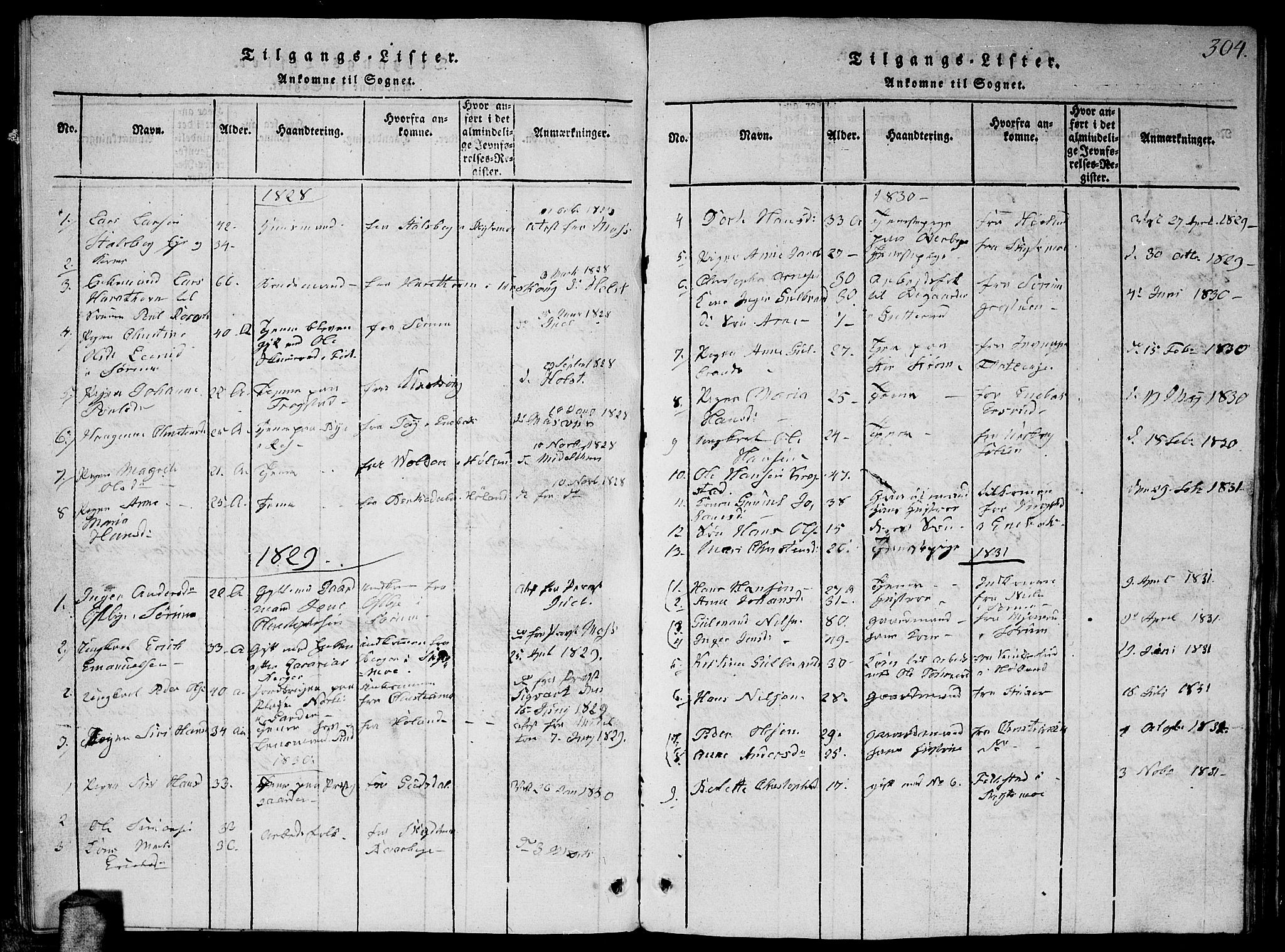 Fet prestekontor Kirkebøker, SAO/A-10370a/G/Ga/L0001: Parish register (copy) no. I 1, 1815-1842, p. 304