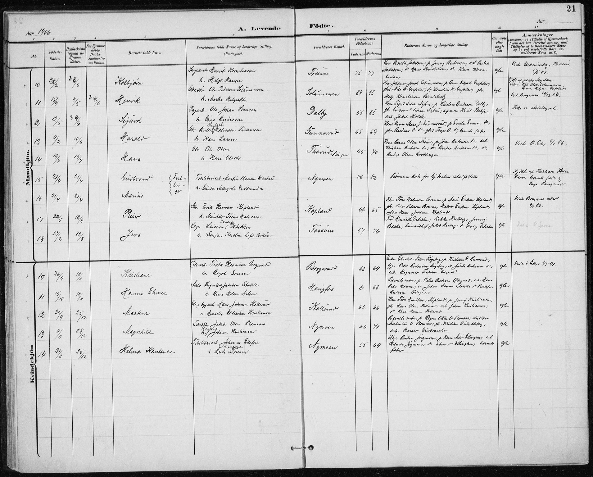 Modum kirkebøker, SAKO/A-234/F/Fa/L0017: Parish register (official) no. 17, 1900-1915, p. 21