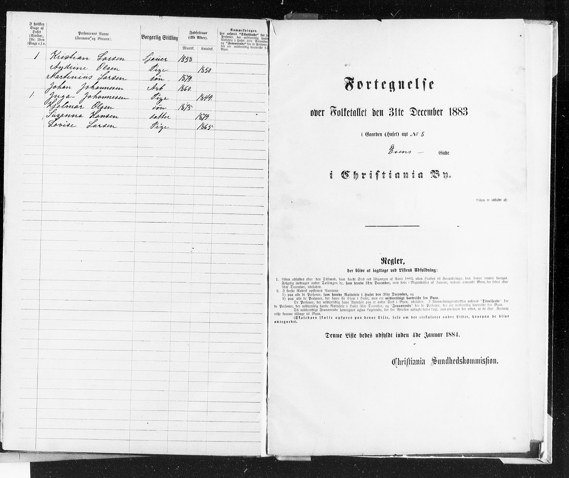 OBA, Municipal Census 1883 for Kristiania, 1883, p. 988