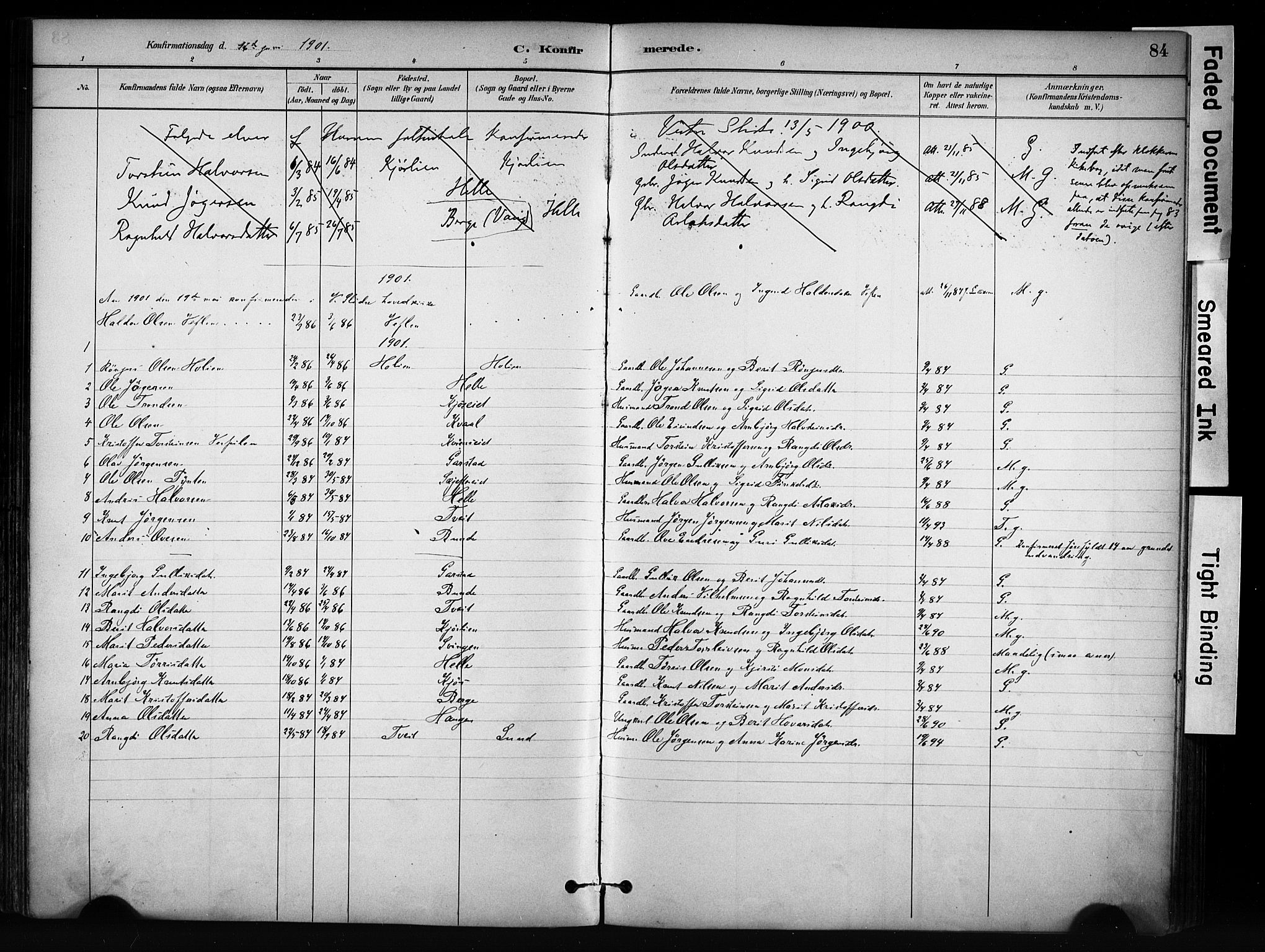 Vang prestekontor, Valdres, SAH/PREST-140/H/Ha/L0009: Parish register (official) no. 9, 1882-1914, p. 84
