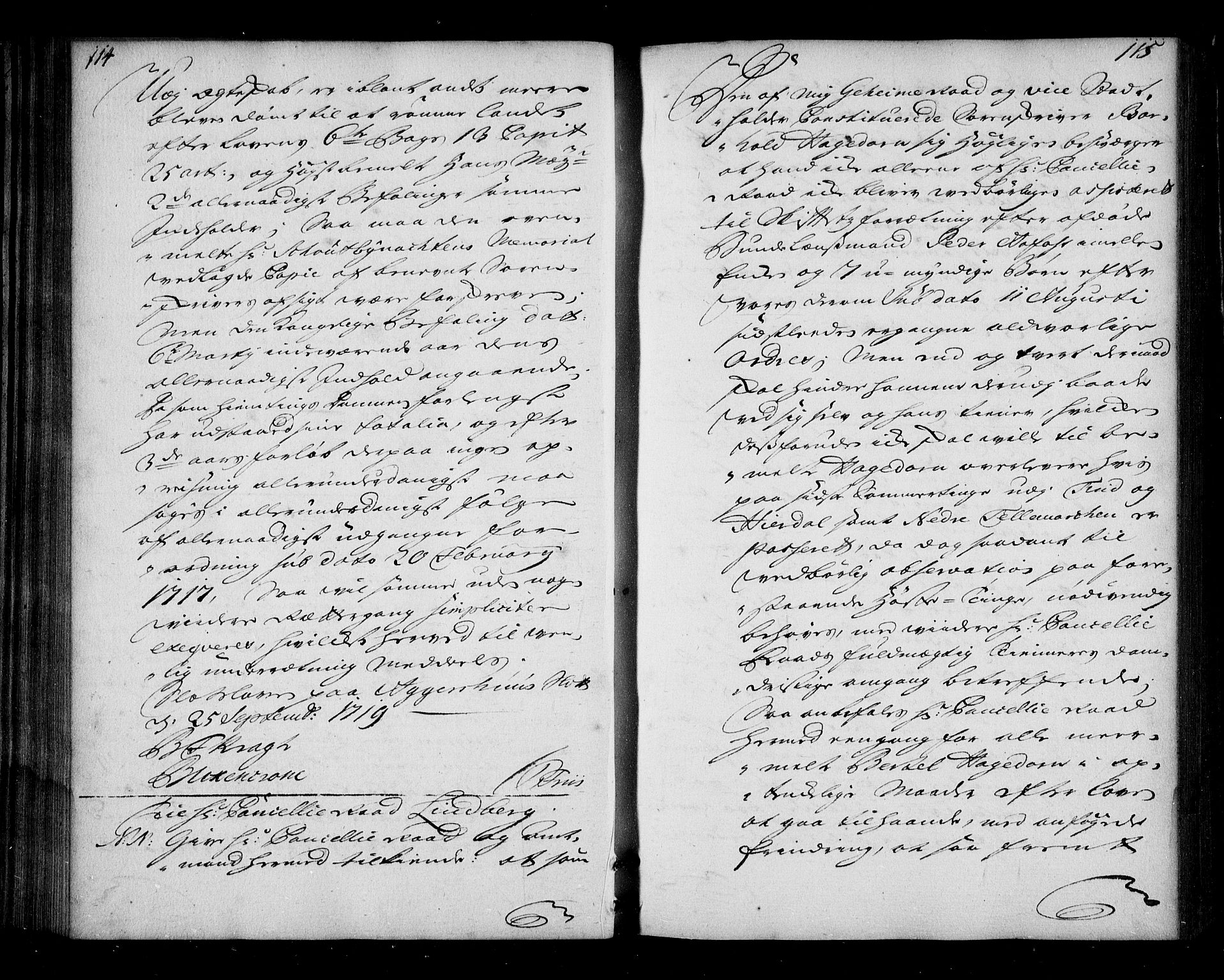 Stattholderembetet 1572-1771, AV/RA-EA-2870/Bd/L0012: Ordreprotokoll, 1719-1720, p. 114-115