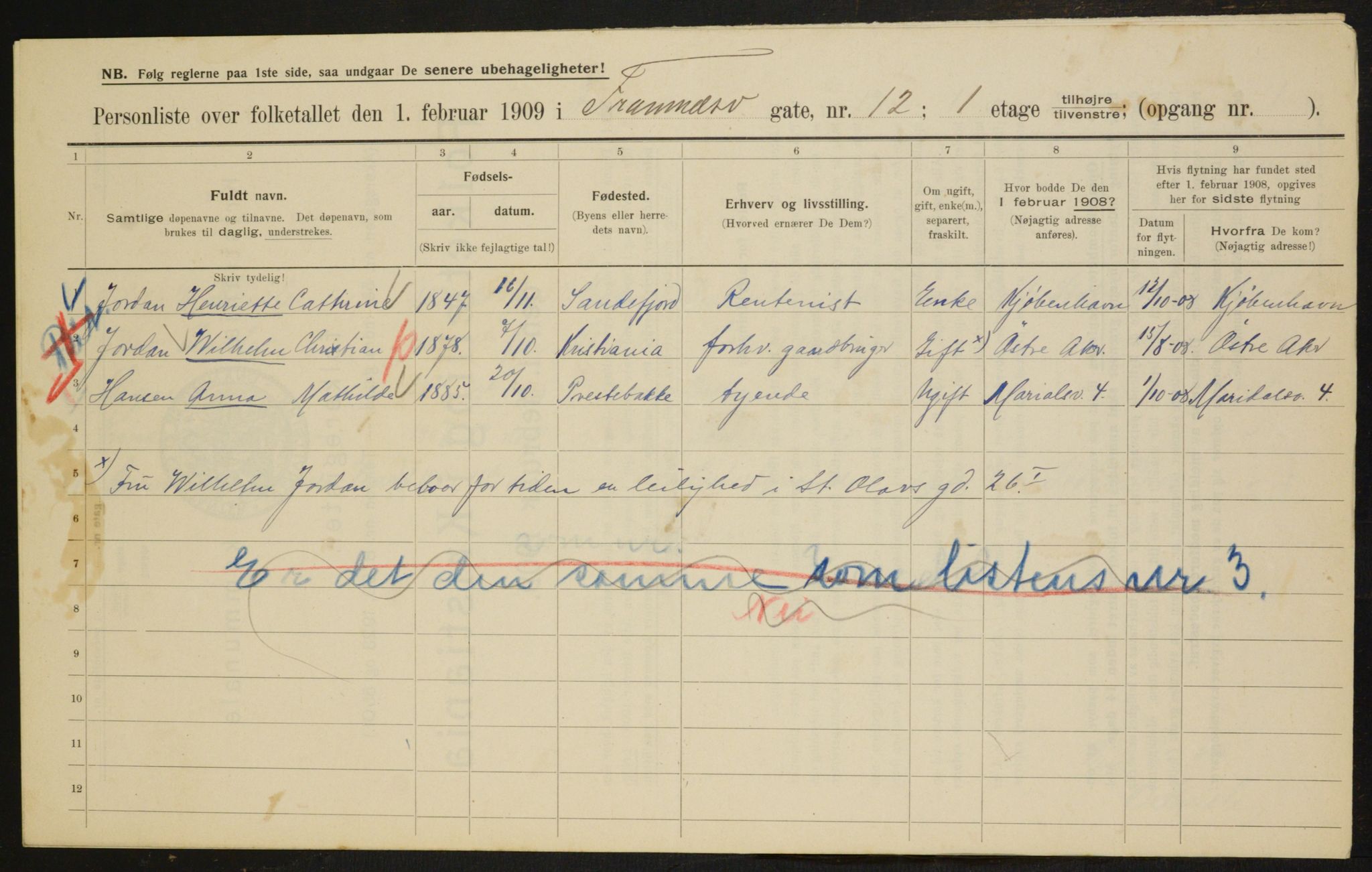 OBA, Municipal Census 1909 for Kristiania, 1909, p. 23084