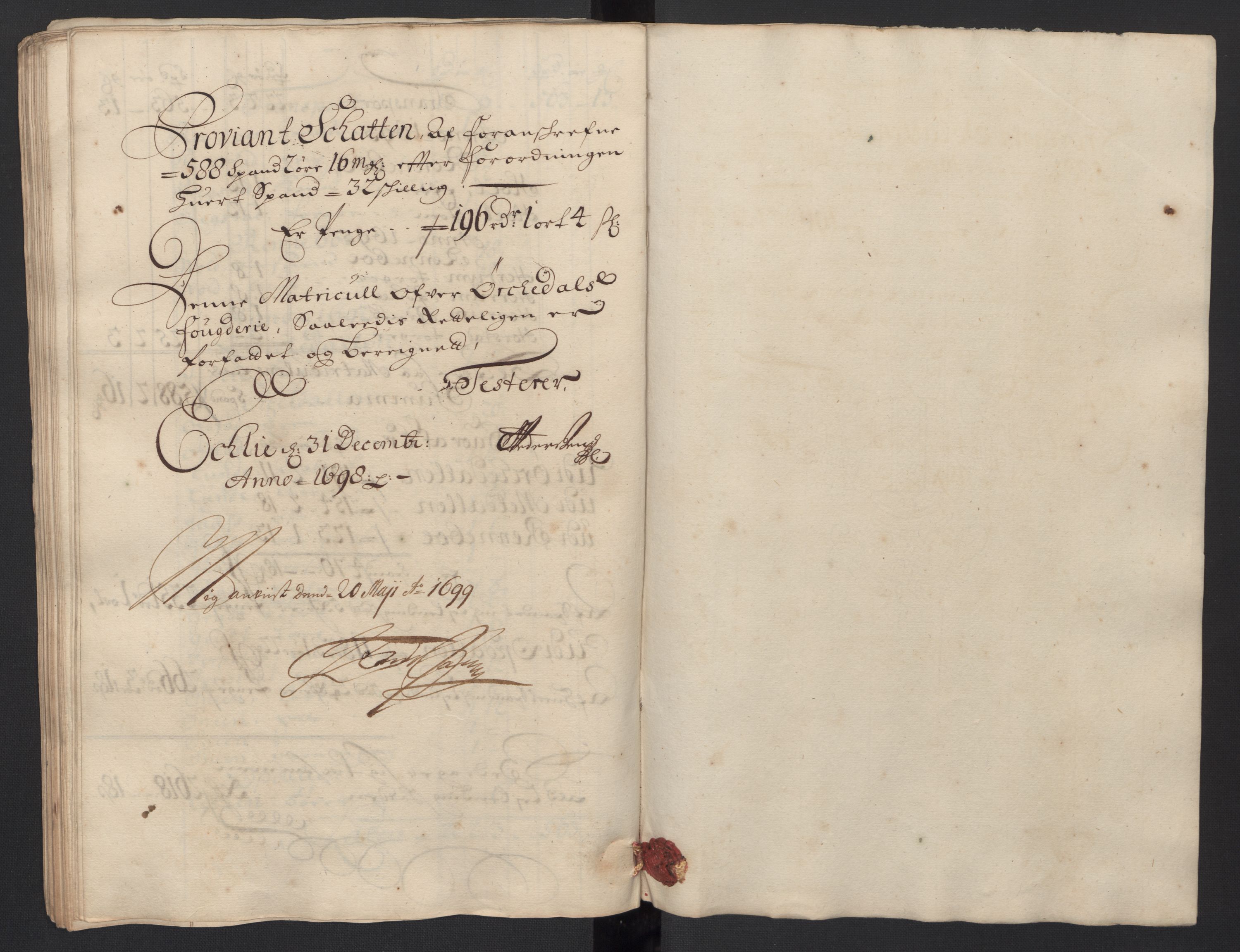 Rentekammeret inntil 1814, Reviderte regnskaper, Fogderegnskap, AV/RA-EA-4092/R60/L3948: Fogderegnskap Orkdal og Gauldal, 1698, p. 108