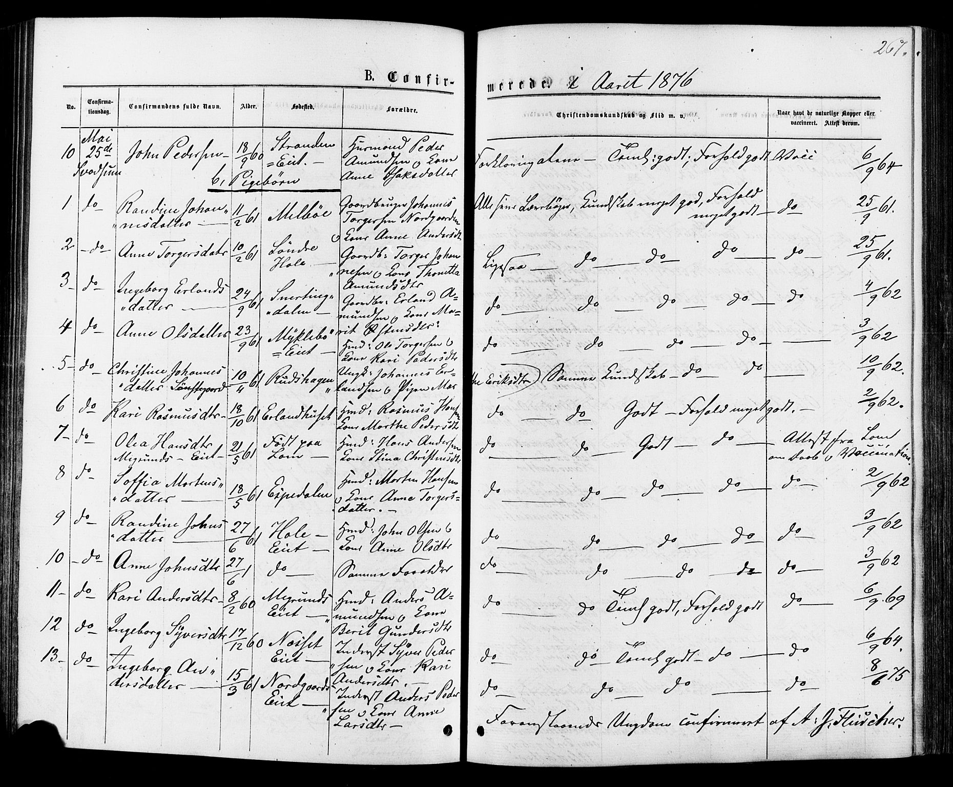 Østre Gausdal prestekontor, SAH/PREST-092/H/Ha/Haa/L0001: Parish register (official) no. 1, 1874-1886, p. 267