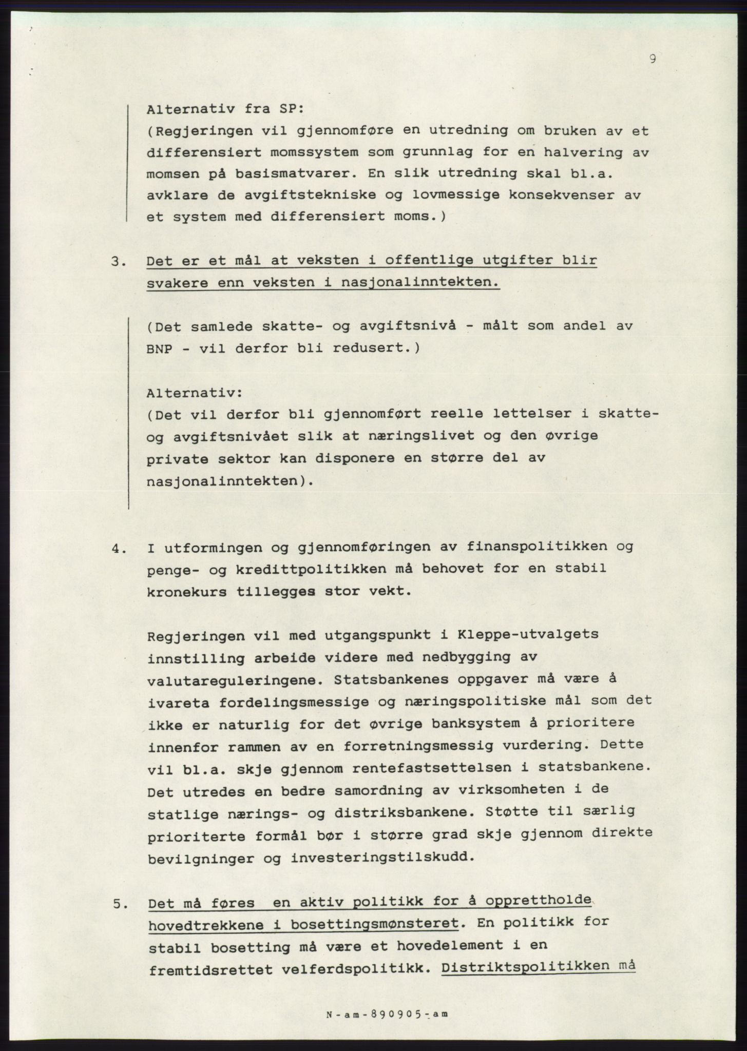 Forhandlingsmøtene 1989 mellom Høyre, KrF og Senterpartiet om dannelse av regjering, AV/RA-PA-0697/A/L0001: Forhandlingsprotokoll med vedlegg, 1989, p. 502