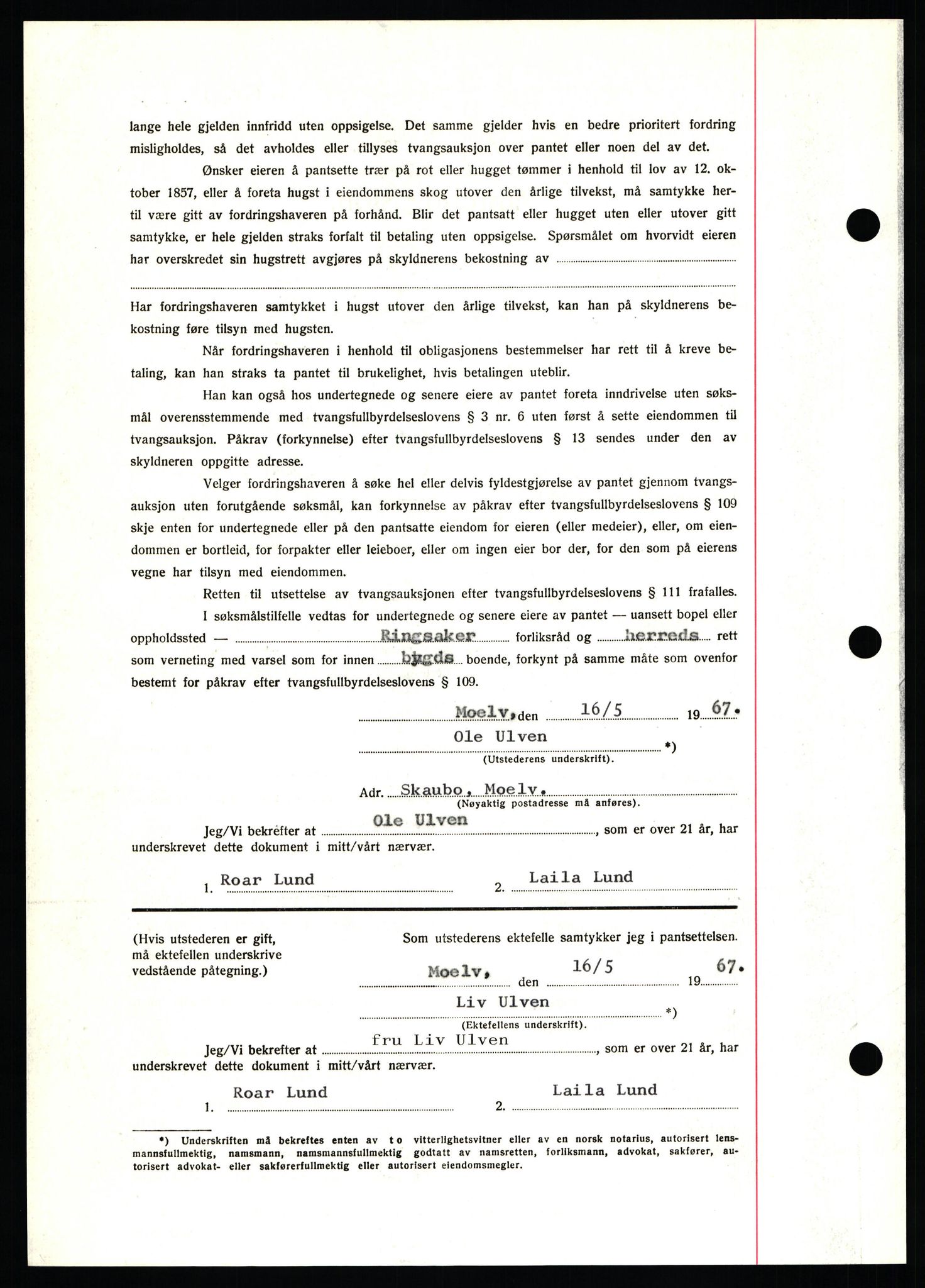 Nord-Hedmark sorenskriveri, SAH/TING-012/H/Hb/Hbf/L0071: Mortgage book no. B71, 1967-1967, Diary no: : 2193/1967