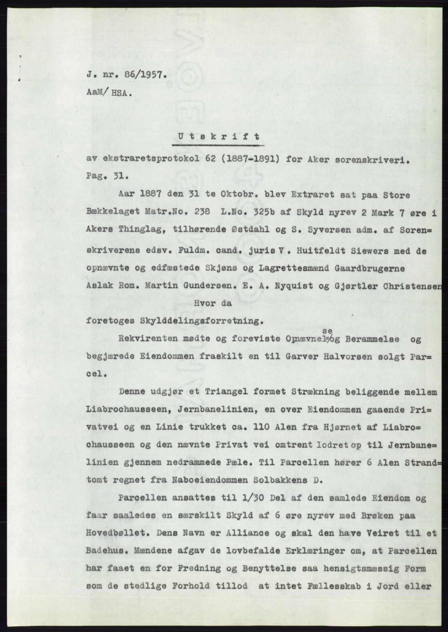 Statsarkivet i Oslo, SAO/A-10621/Z/Zd/L0006: Avskrifter, j.nr 5-792/1957, 1957, p. 27