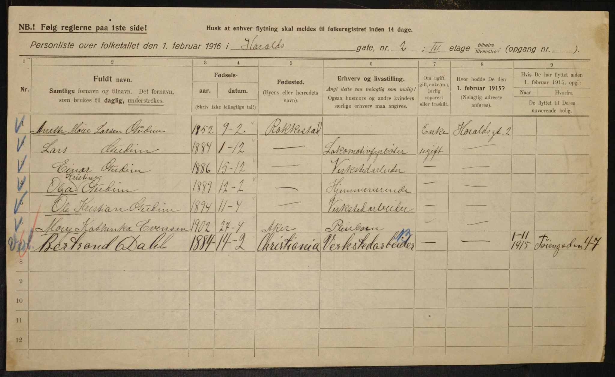 OBA, Municipal Census 1916 for Kristiania, 1916, p. 35635