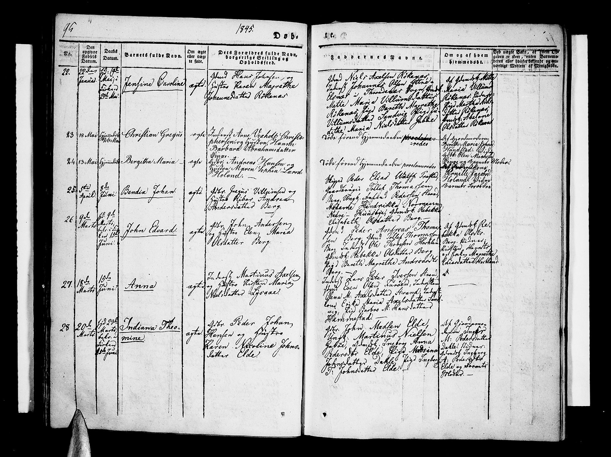 Kvæfjord sokneprestkontor, AV/SATØ-S-1323/G/Ga/Gaa/L0003kirke: Parish register (official) no. 3, 1830-1857, p. 95