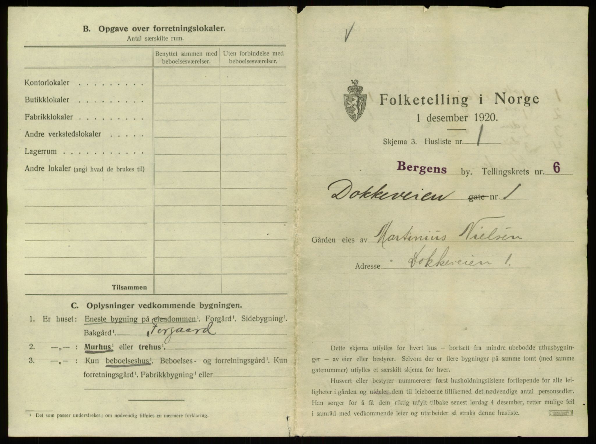 SAB, 1920 census for Bergen, 1920, p. 905