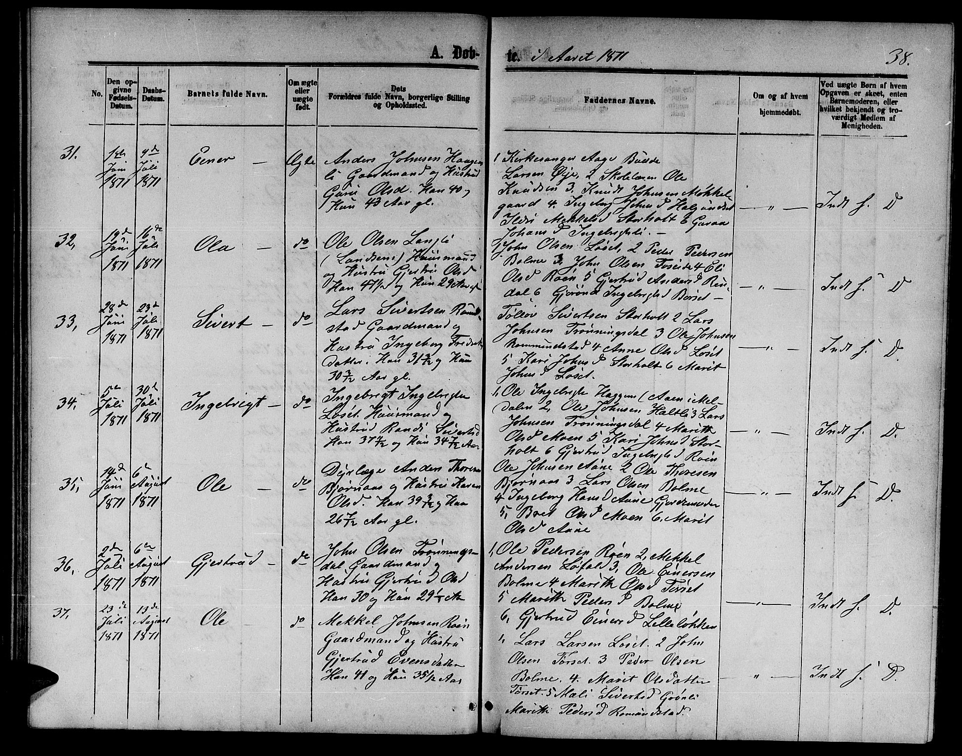 Ministerialprotokoller, klokkerbøker og fødselsregistre - Møre og Romsdal, AV/SAT-A-1454/598/L1076: Parish register (copy) no. 598C01, 1867-1878, p. 38