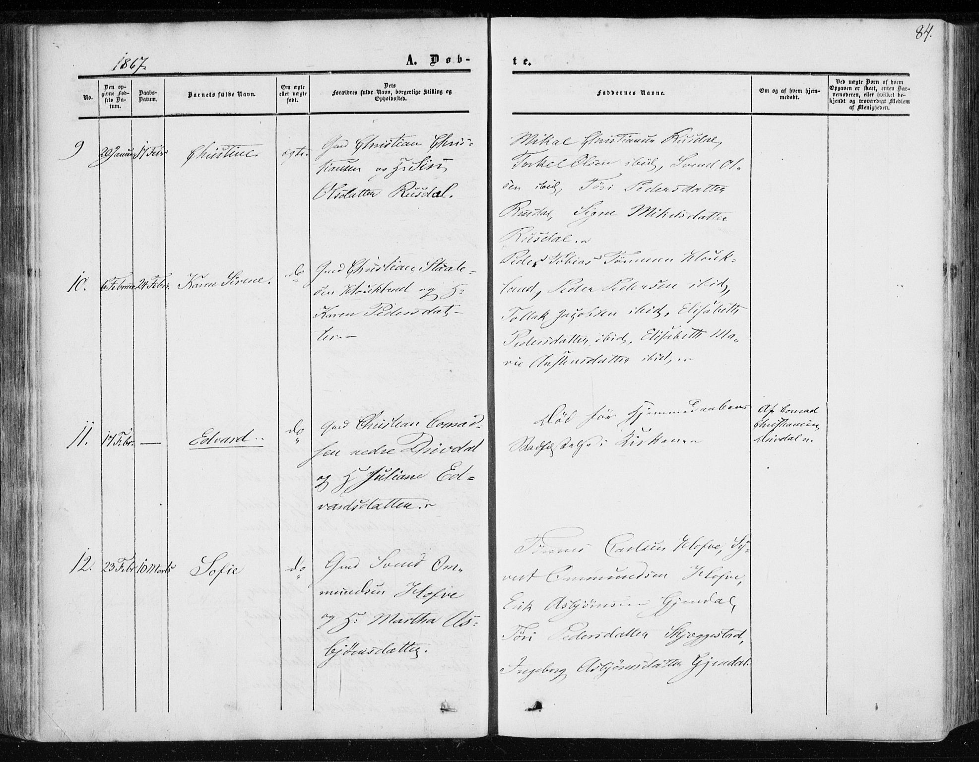 Lund sokneprestkontor, AV/SAST-A-101809/S06/L0009: Parish register (official) no. A 8, 1853-1877, p. 84