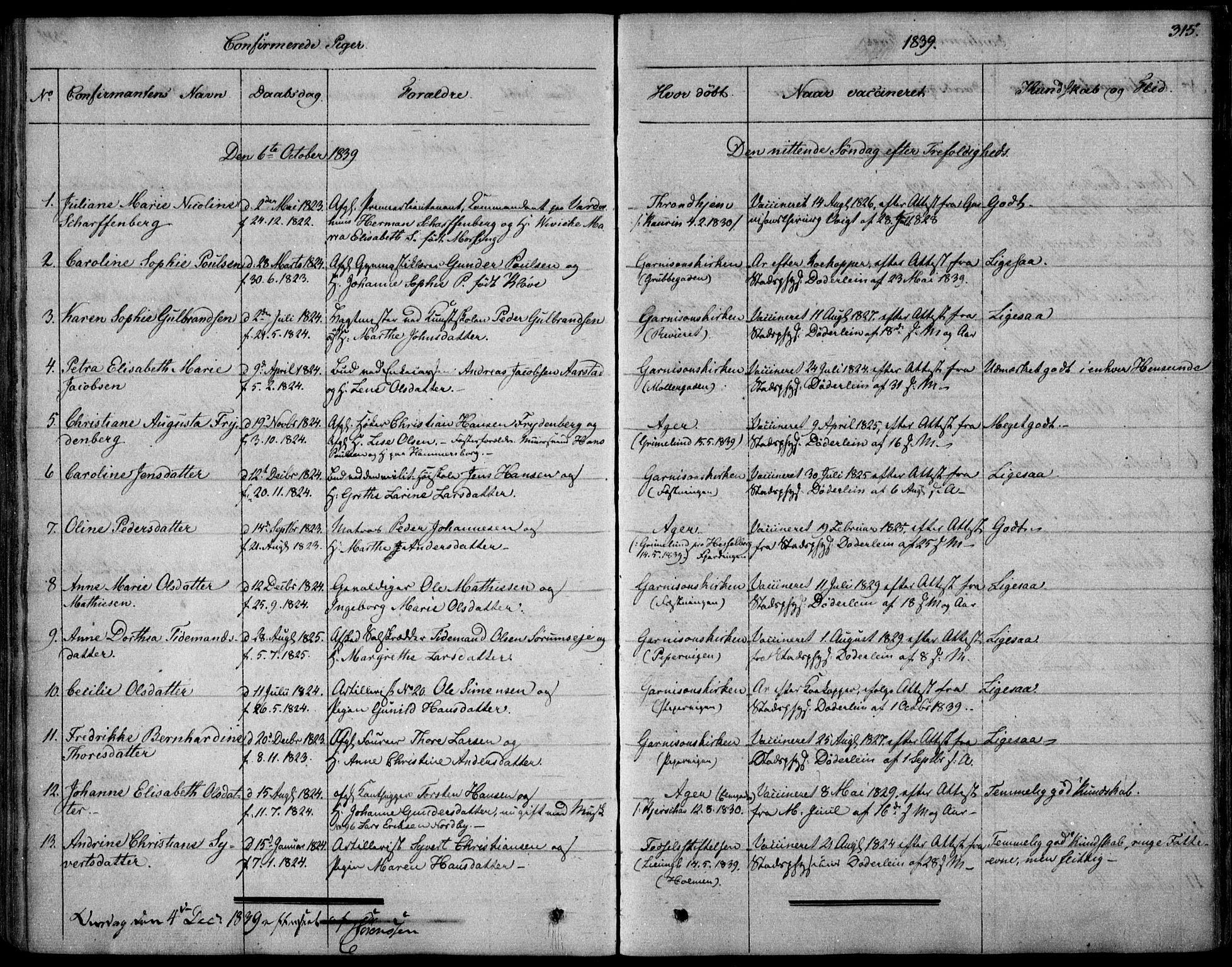 Garnisonsmenigheten Kirkebøker, SAO/A-10846/F/Fa/L0006: Parish register (official) no. 6, 1828-1841, p. 315
