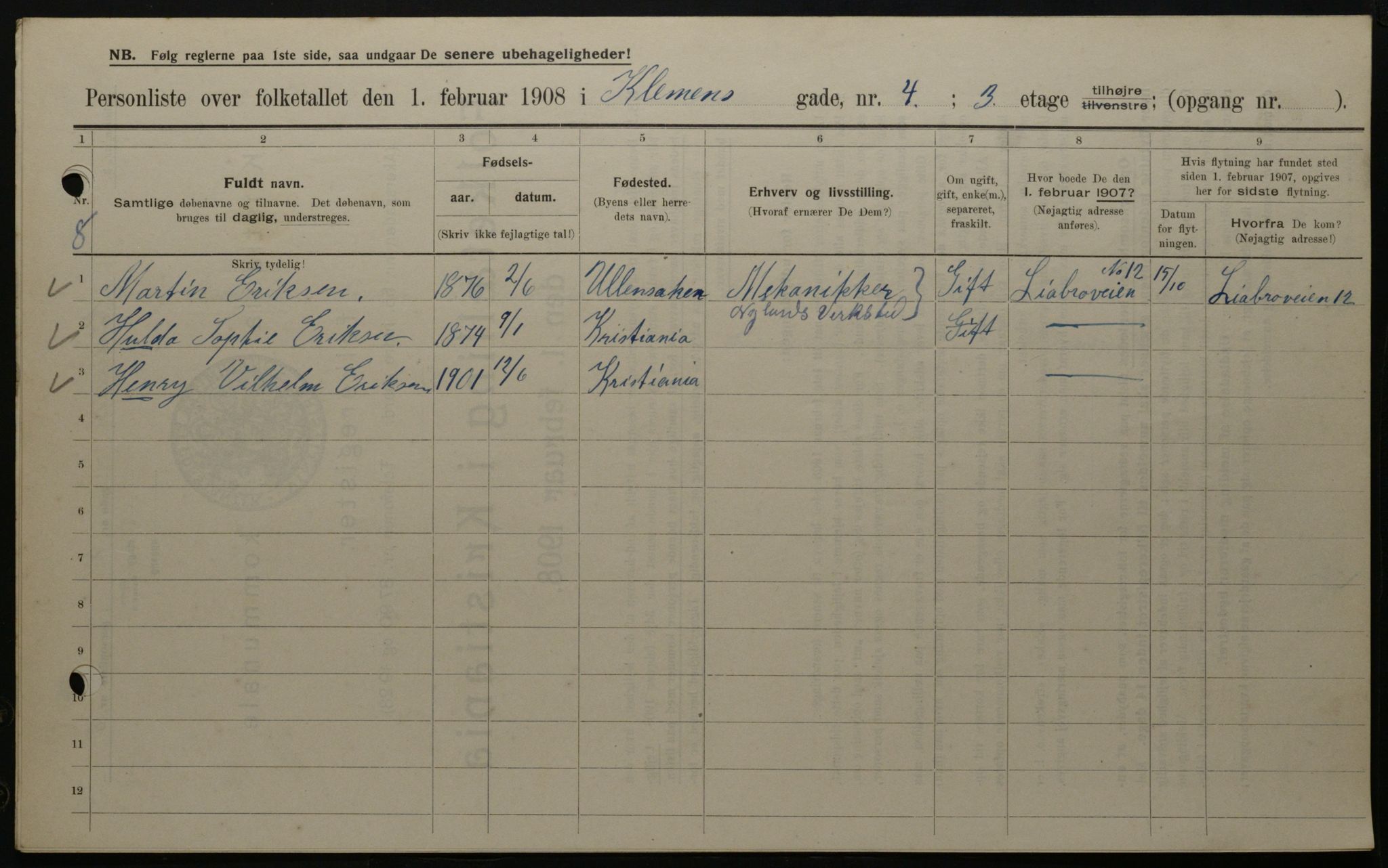 OBA, Municipal Census 1908 for Kristiania, 1908, p. 12035