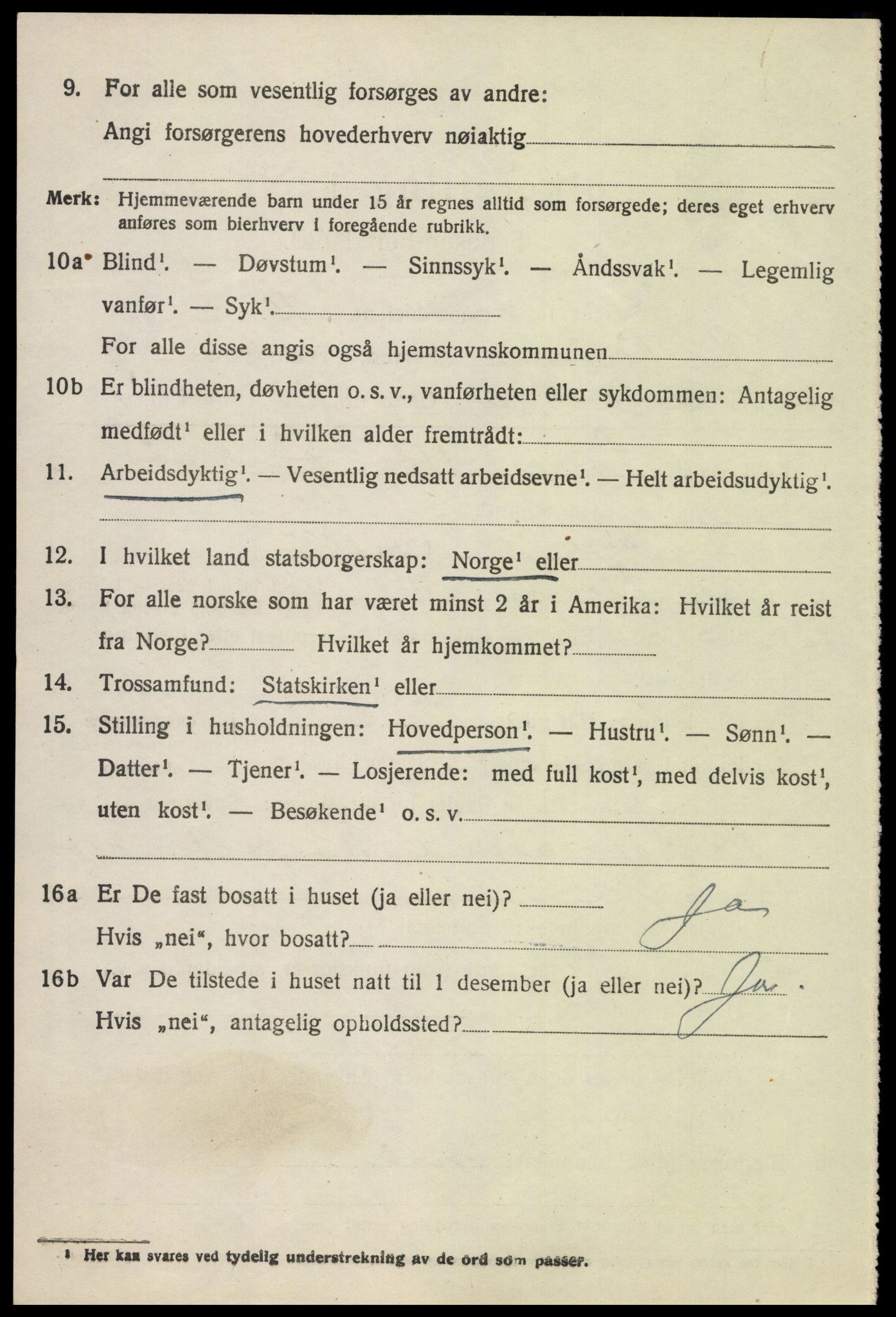 SAH, 1920 census for Vestre Toten, 1920, p. 11199