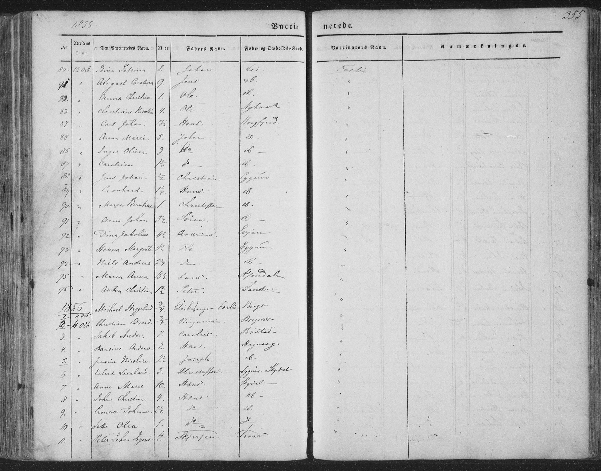 Ministerialprotokoller, klokkerbøker og fødselsregistre - Nordland, AV/SAT-A-1459/880/L1131: Parish register (official) no. 880A05, 1844-1868, p. 355