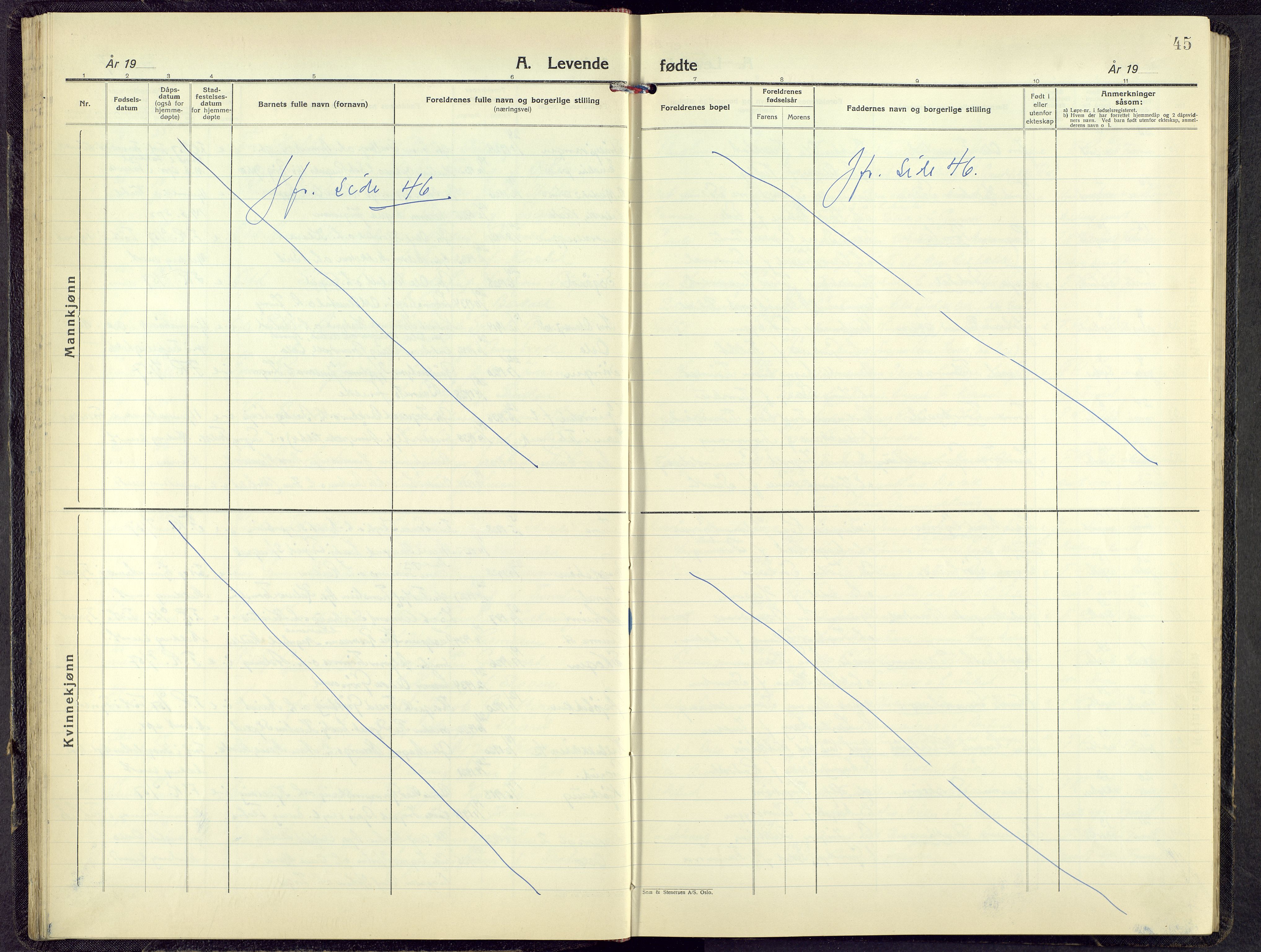 Alvdal prestekontor, SAH/PREST-060/H/Ha/Hab/L0009: Parish register (copy) no. 9, 1946-1965, p. 44b-45a