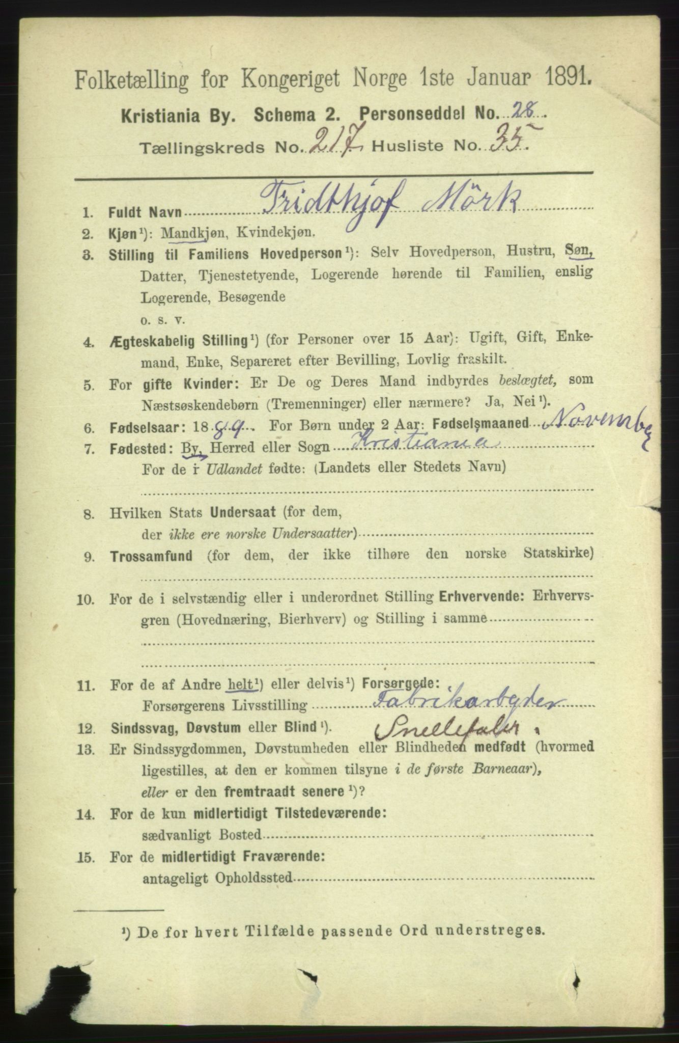 RA, 1891 census for 0301 Kristiania, 1891, p. 129109