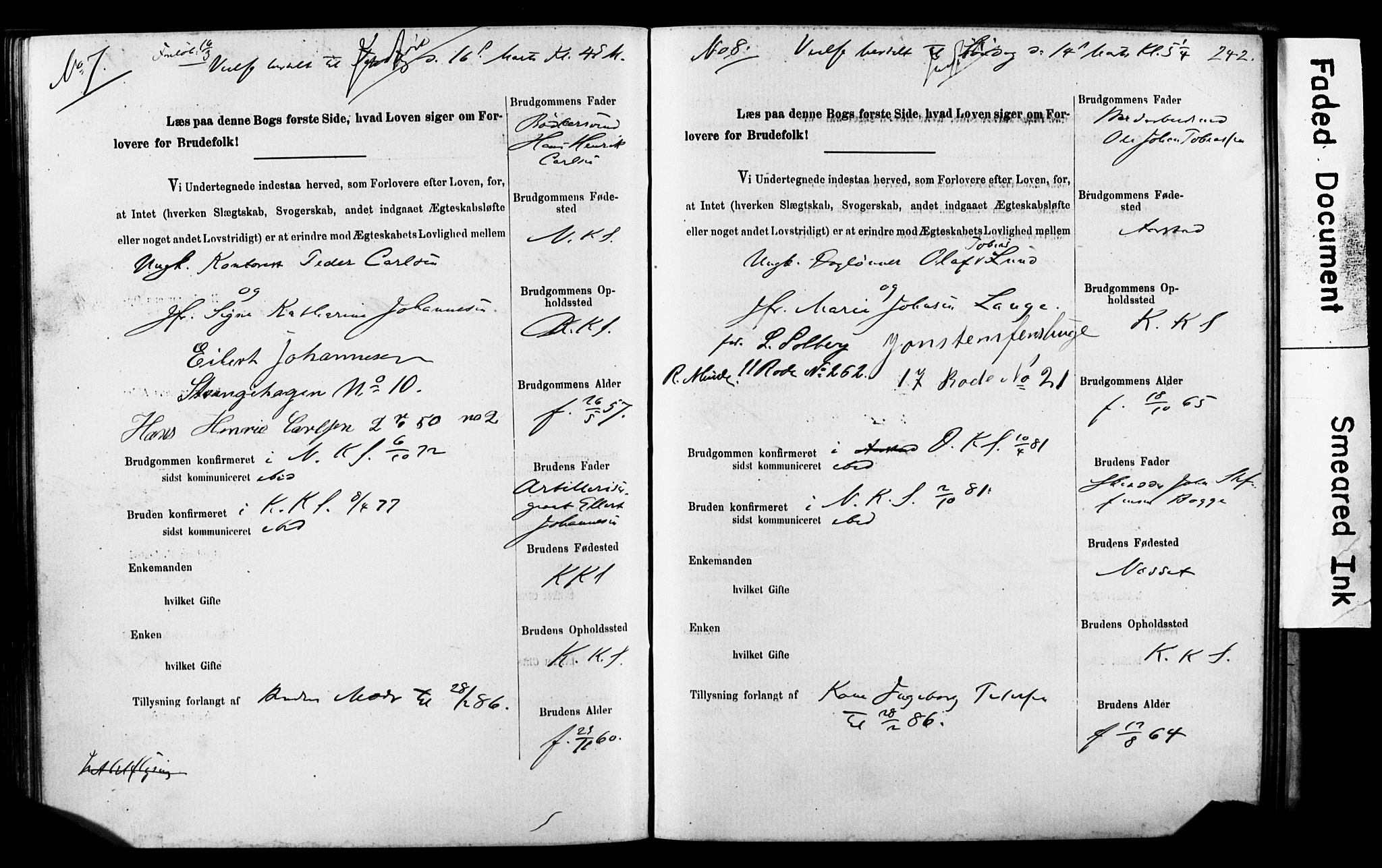 Korskirken sokneprestembete, AV/SAB-A-76101: Best man's statements no. II.5.5, 1878-1889, p. 242