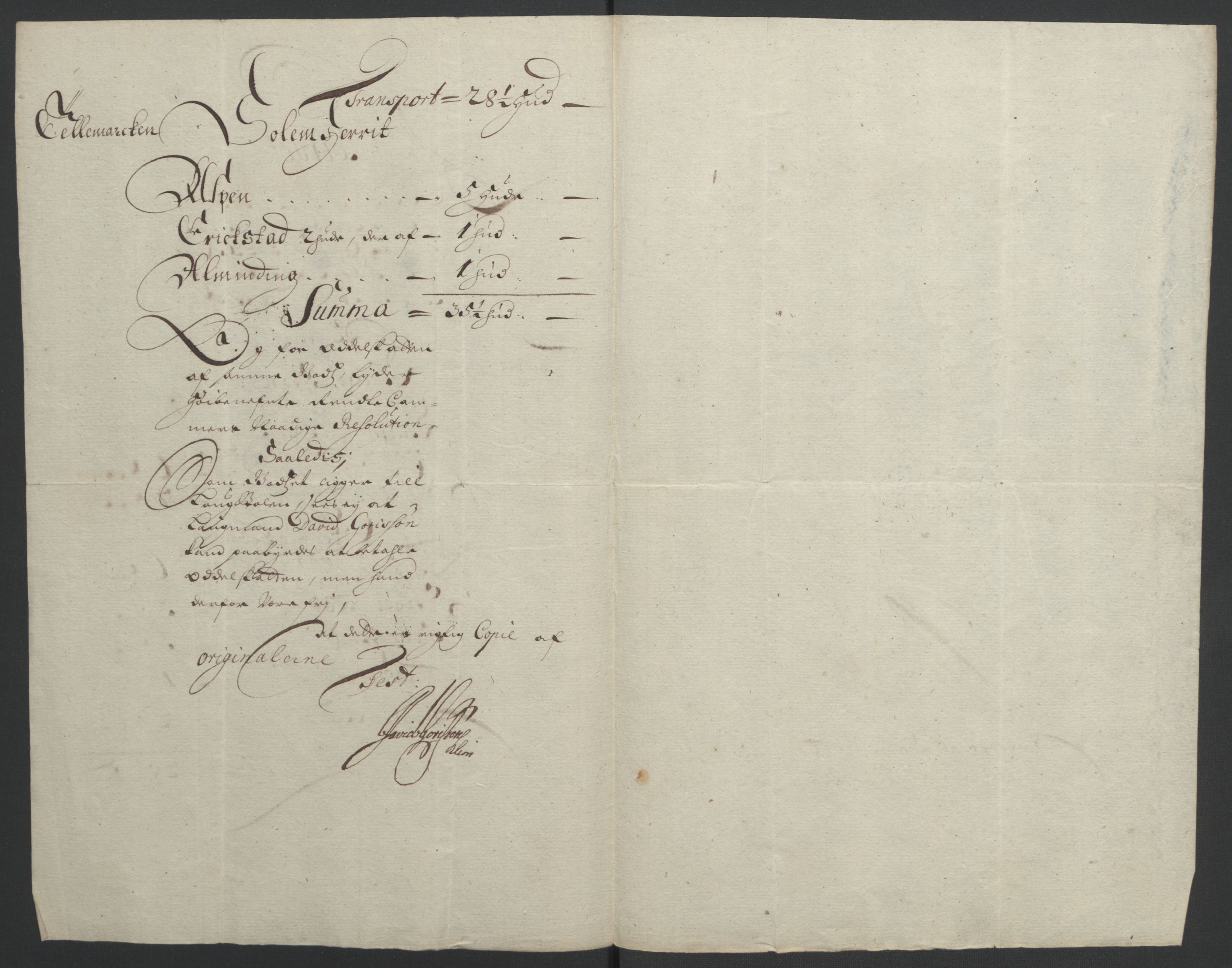 Rentekammeret inntil 1814, Reviderte regnskaper, Fogderegnskap, AV/RA-EA-4092/R36/L2093: Fogderegnskap Øvre og Nedre Telemark og Bamble, 1695, p. 477