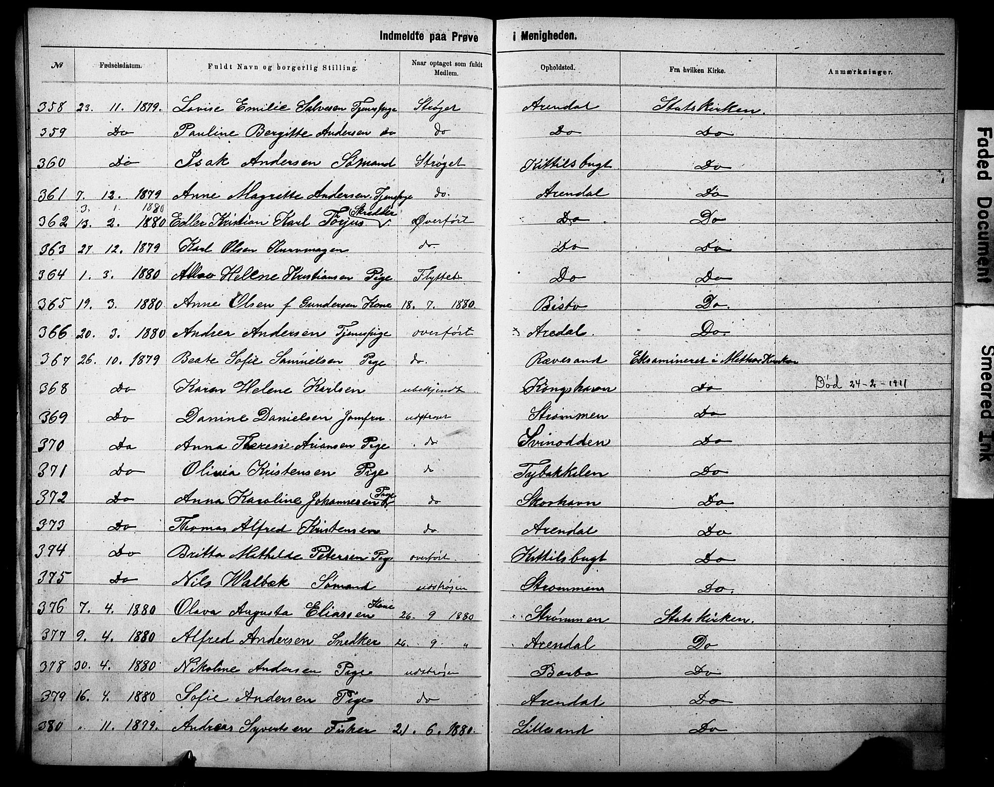 Metodistmenigheten, Arendal, SAK/1292-0011/F/Fa/L0002: Dissenter register no. F-3, 1867-1884