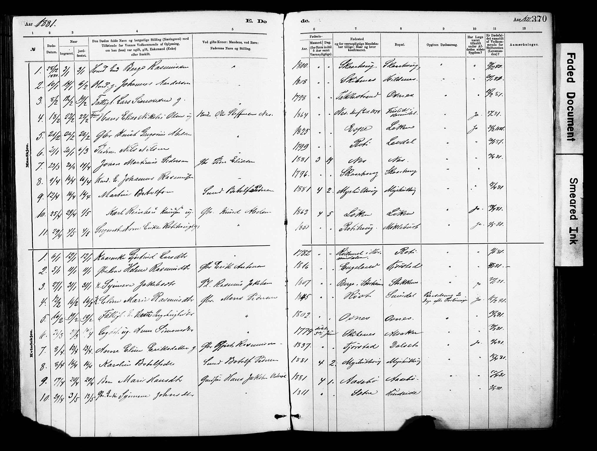 Eid sokneprestembete, AV/SAB-A-82301/H/Haa/Haab/L0001: Parish register (official) no. B 1, 1879-1906, p. 370