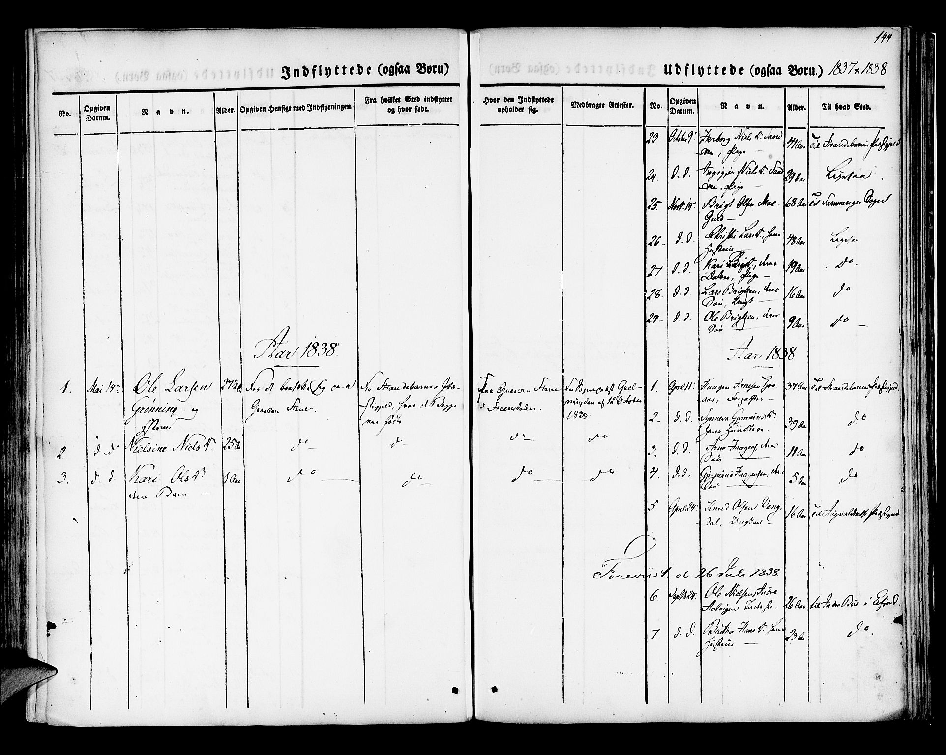 Kvam sokneprestembete, SAB/A-76201/H/Haa: Parish register (official) no. A 7, 1832-1843, p. 144