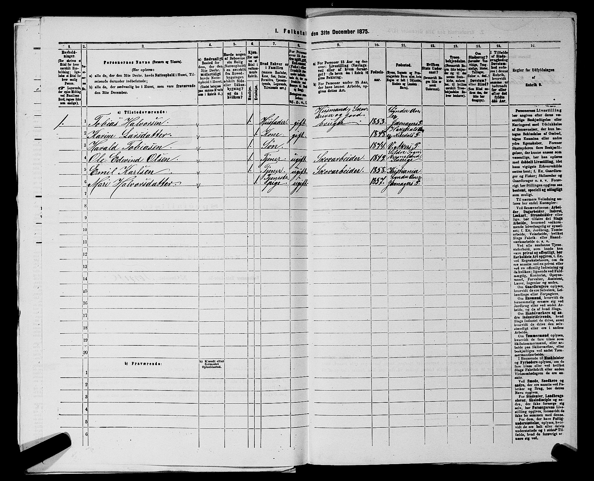 RA, 1875 census for 0218aP Vestre Aker, 1875, p. 860