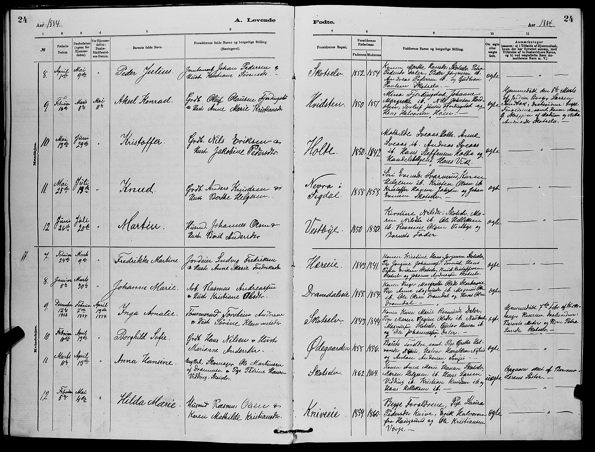 Eiker kirkebøker, AV/SAKO-A-4/G/Gb/L0003: Parish register (copy) no. II 3, 1880-1893, p. 24