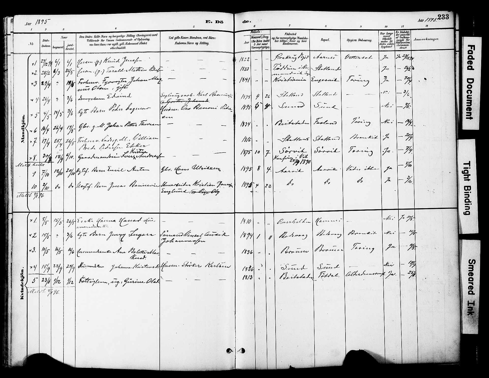 Ministerialprotokoller, klokkerbøker og fødselsregistre - Nord-Trøndelag, AV/SAT-A-1458/774/L0628: Parish register (official) no. 774A02, 1887-1903, p. 233