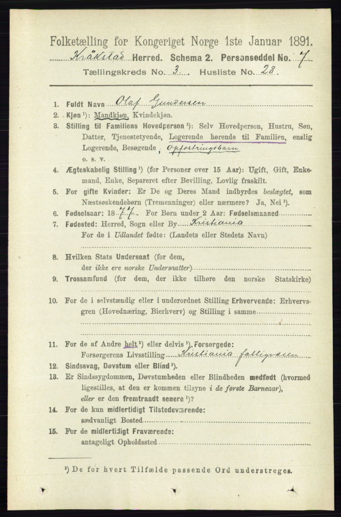 RA, 1891 census for 0212 Kråkstad, 1891, p. 1368