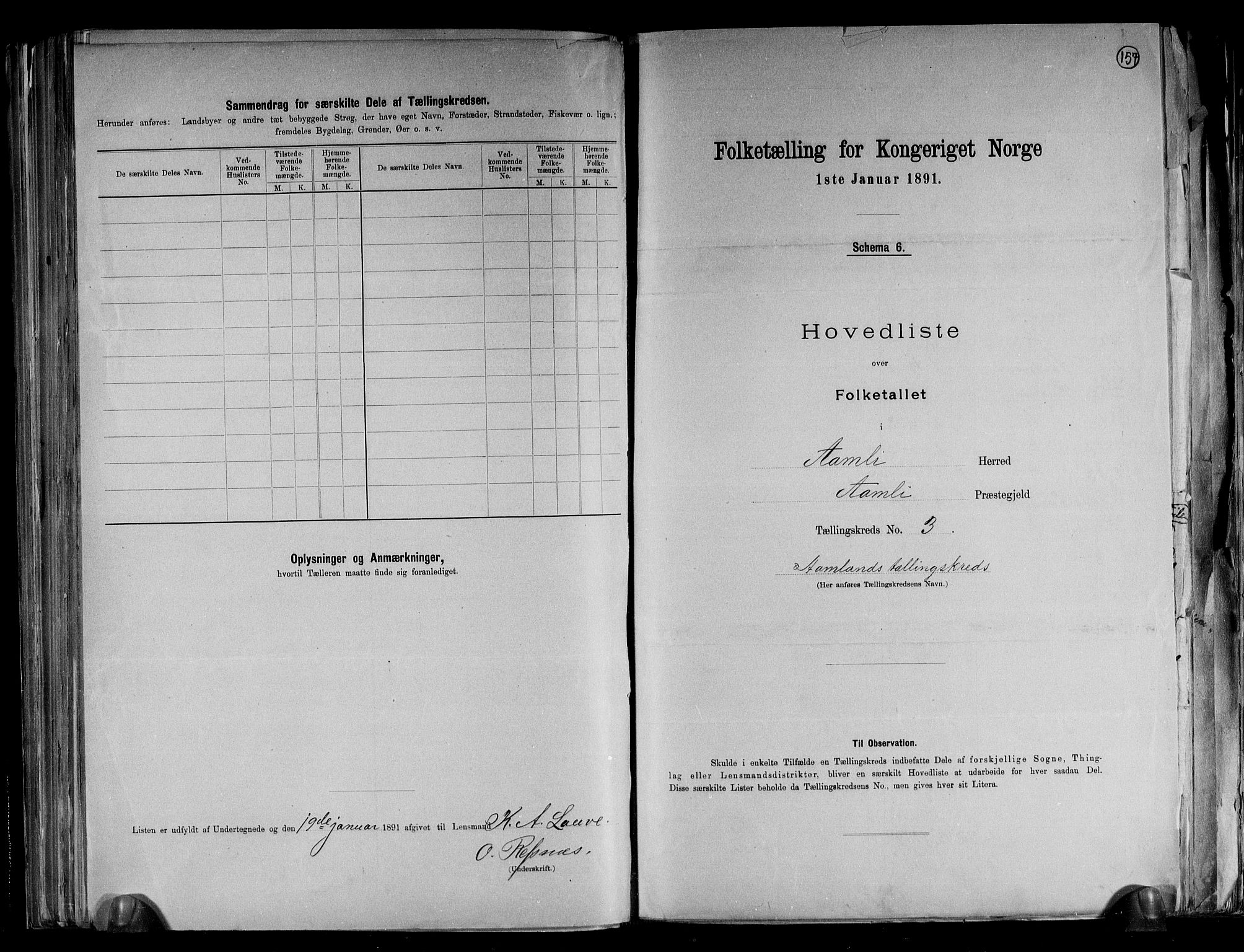 RA, 1891 census for 0929 Åmli, 1891, p. 9