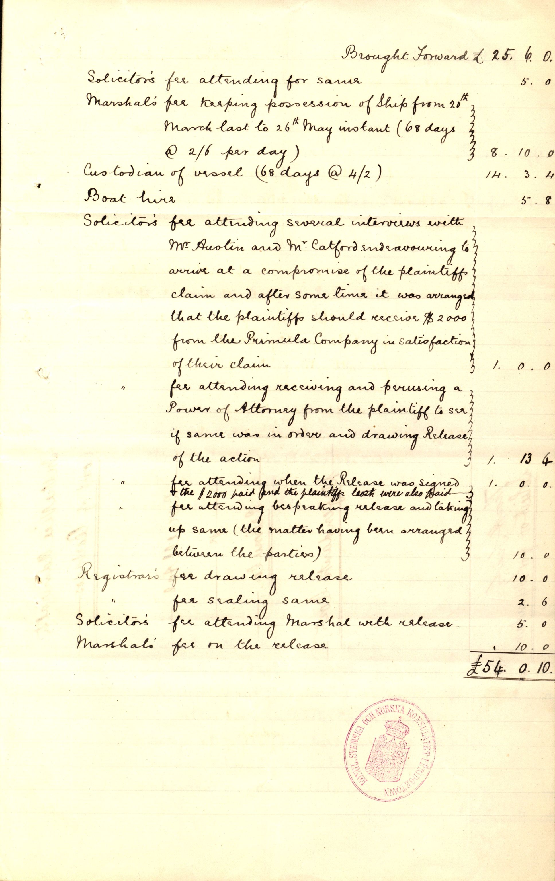 Pa 63 - Østlandske skibsassuranceforening, VEMU/A-1079/G/Ga/L0021/0003: Havaridokumenter / Inga av Drammen, Inga av Sandefjord, Primula, 1888-1889, p. 151