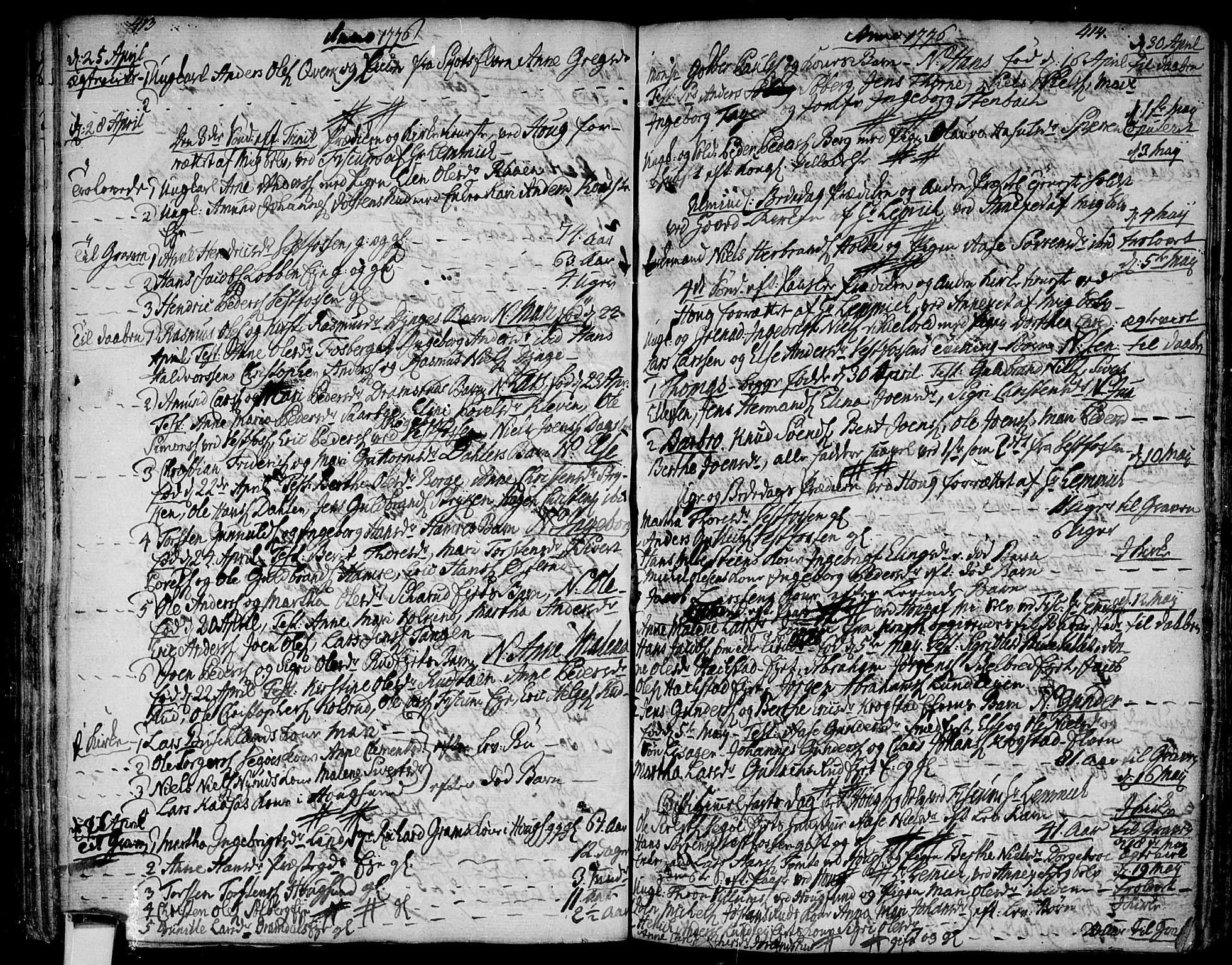 Eiker kirkebøker, SAKO/A-4/F/Fa/L0008: Parish register (official) no. I 8, 1764-1788, p. 413-414