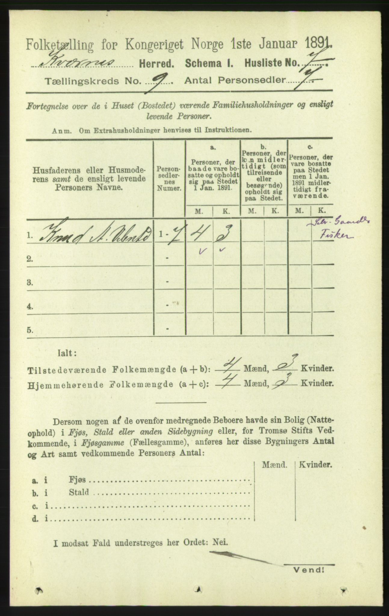 RA, 1891 census for 1553 Kvernes, 1891, p. 3891